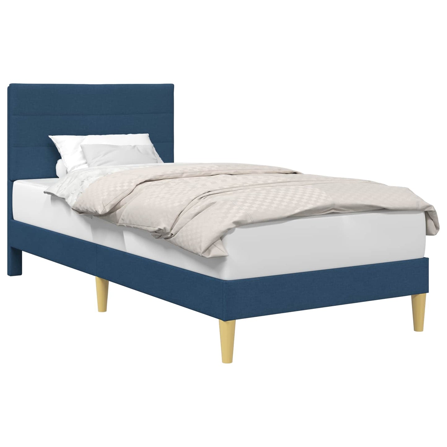 Bedframe met hoofdeinde Blauw 90 x 190 cm Stof is nu te koop bij PeponiXL, paradijselijk wonen!