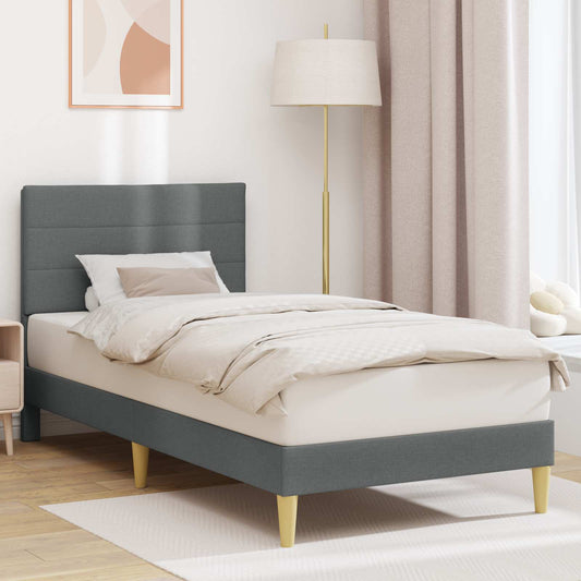 Bedframe met hoofdeinde Donkergrijs 90 x 200 cm Stof is nu te koop bij PeponiXL, paradijselijk wonen!