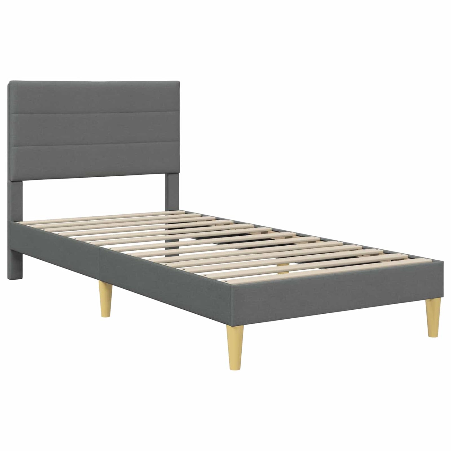 Bedframe met hoofdeinde Donkergrijs 90 x 200 cm Stof is nu te koop bij PeponiXL, paradijselijk wonen!