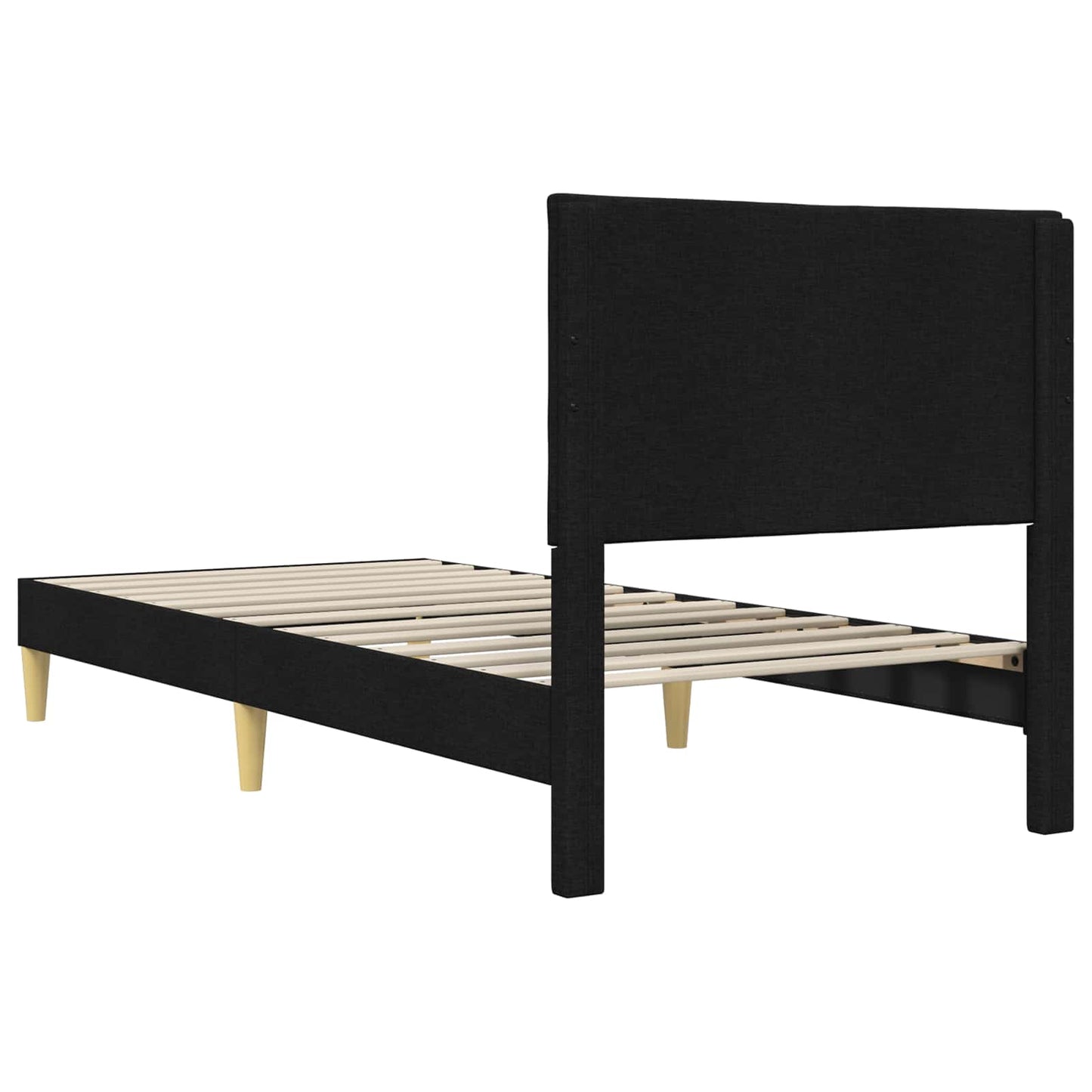 Bedframe met hoofdeinde Zwart 100 x 200 cm Stof is nu te koop bij PeponiXL, paradijselijk wonen!