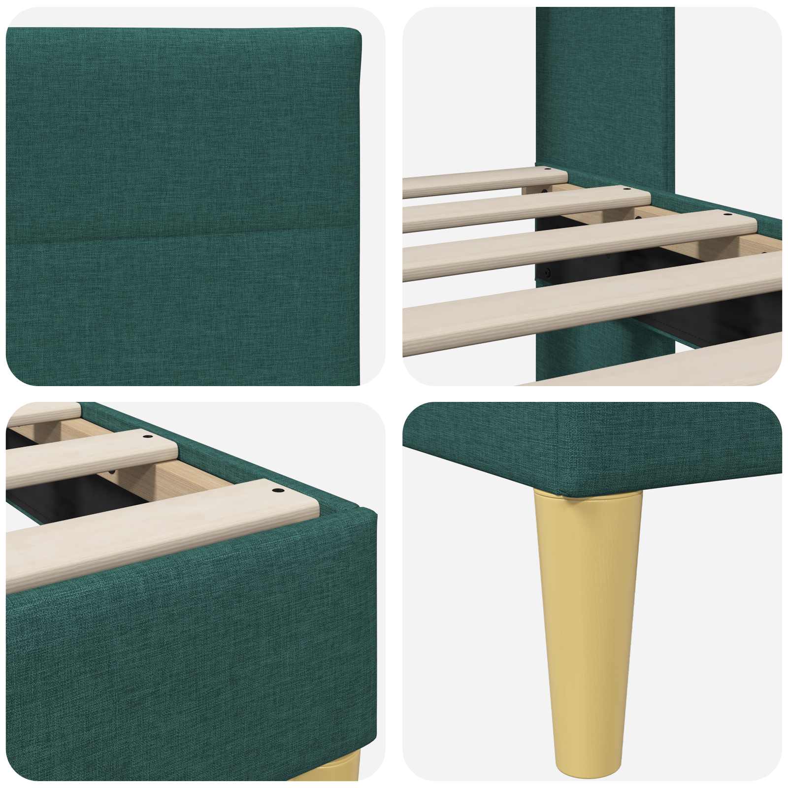 Bedframe met hoofdeinde Donkergroen 100 x 200 cm Stof is nu te koop bij PeponiXL, paradijselijk wonen!