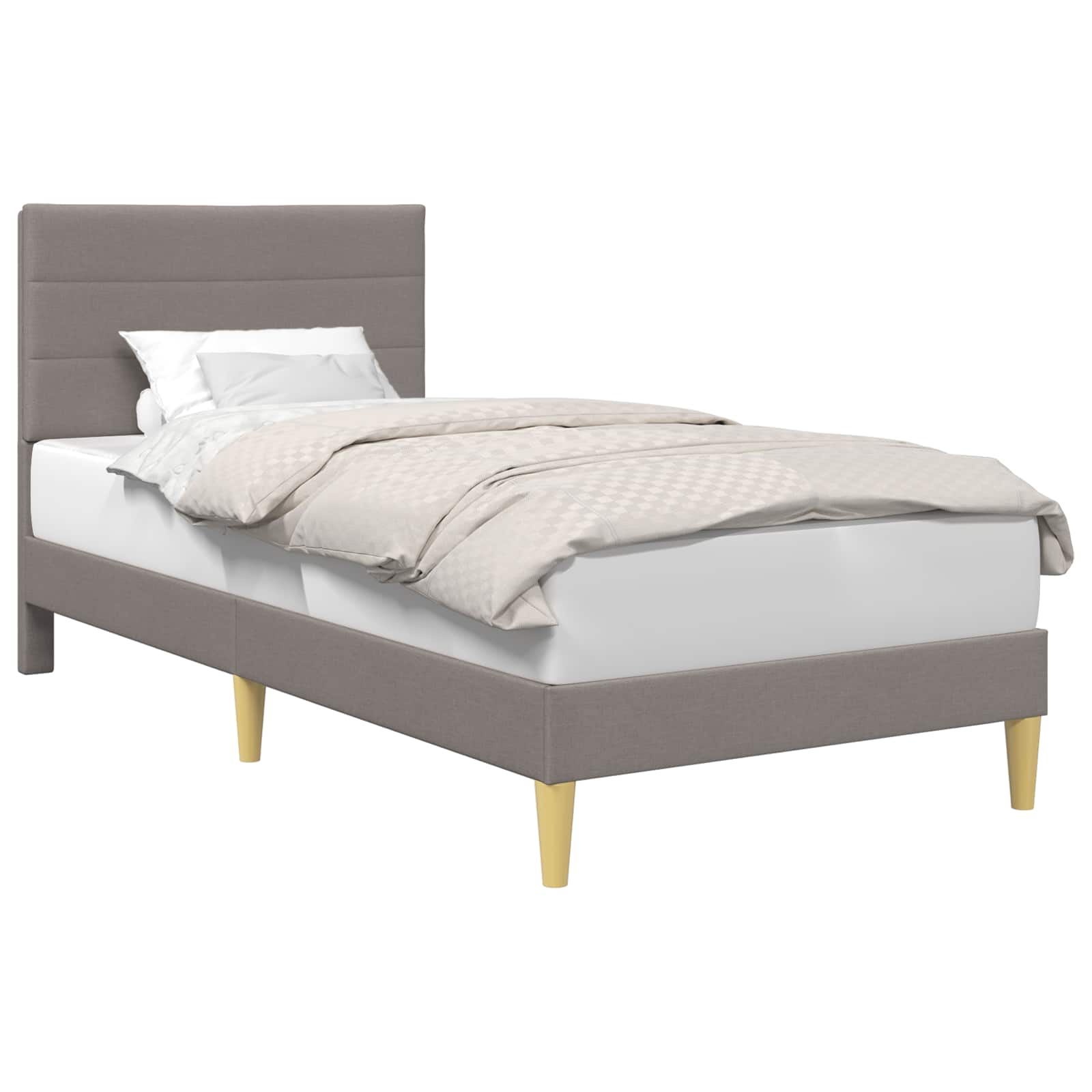 Bedframe met hoofdeinde Taupe 100 x 200 cm Stof is nu te koop bij PeponiXL, paradijselijk wonen!