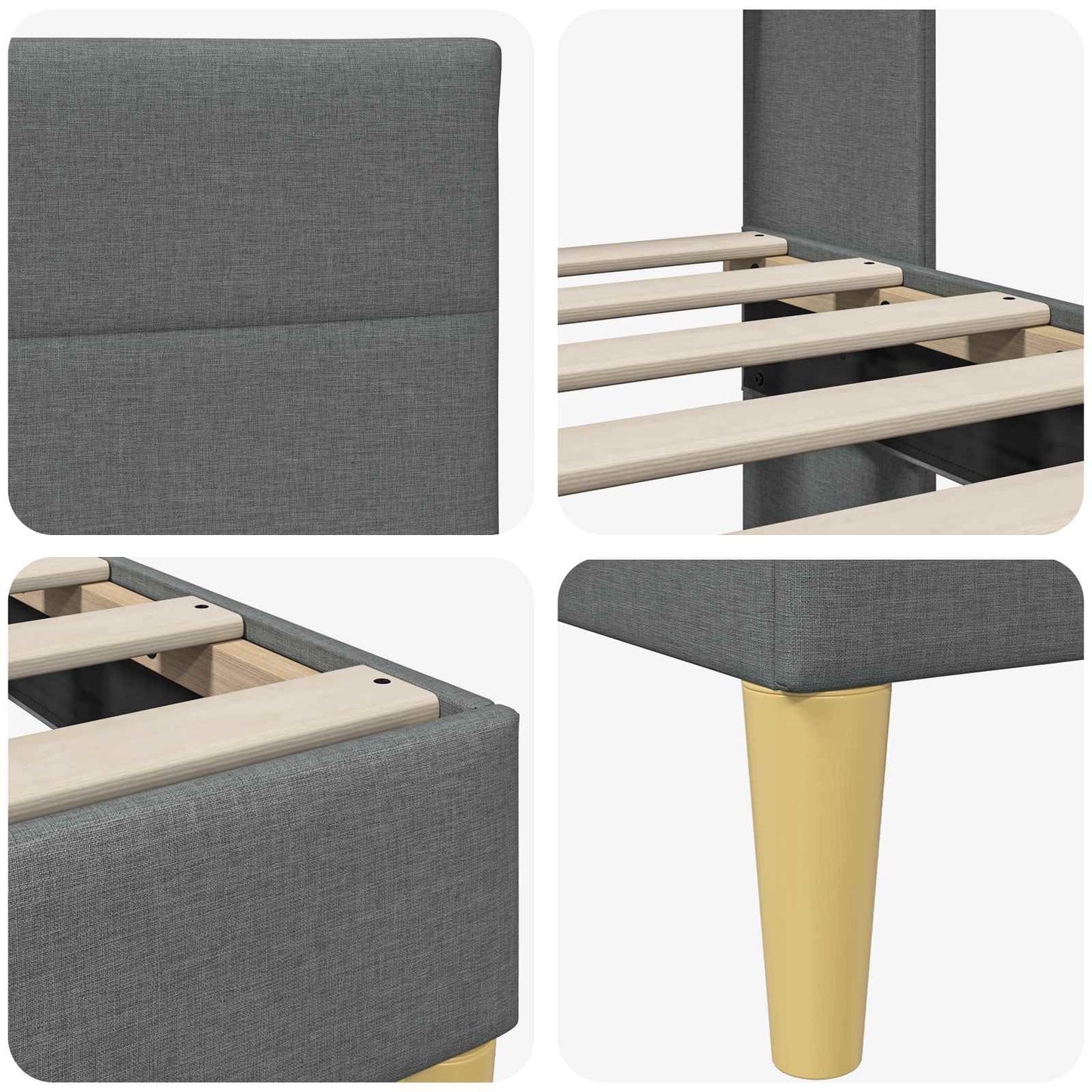 Bedframe met hoofdeinde Donkergrijs 120 x 190 cm Stof is nu te koop bij PeponiXL, paradijselijk wonen!
