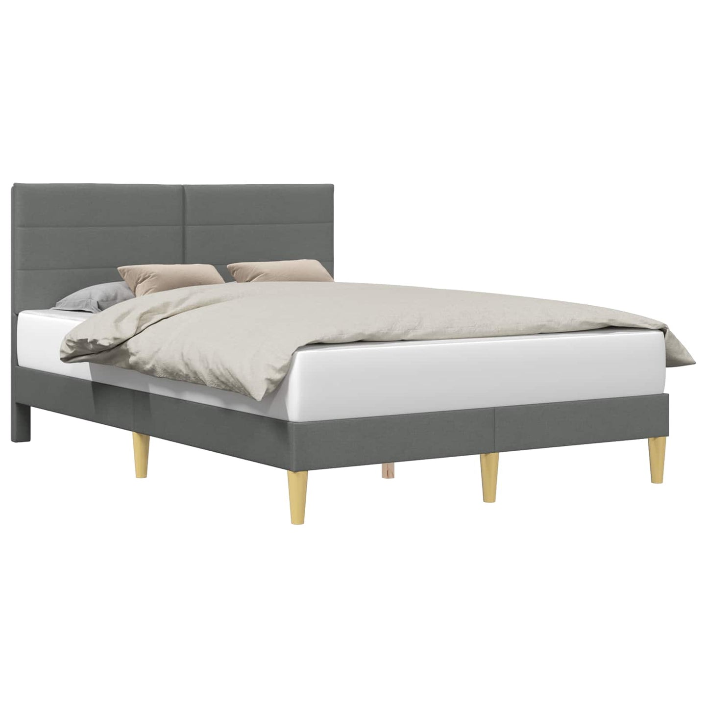 Bedframe met hoofdeinde Donkergrijs 120 x 190 cm Stof is nu te koop bij PeponiXL, paradijselijk wonen!