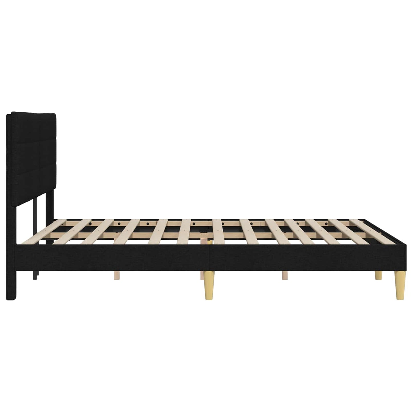 Bedframe met hoofdeinde Zwart 120 x 190 cm Stof is nu te koop bij PeponiXL, paradijselijk wonen!