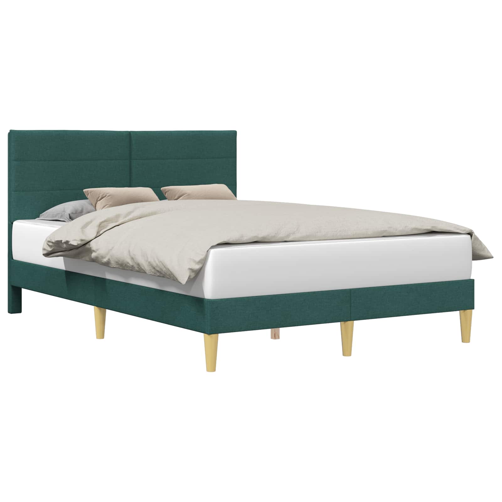 Bedframe met hoofdeinde Donkergroen 120 x 190 cm Stof is nu te koop bij PeponiXL, paradijselijk wonen!