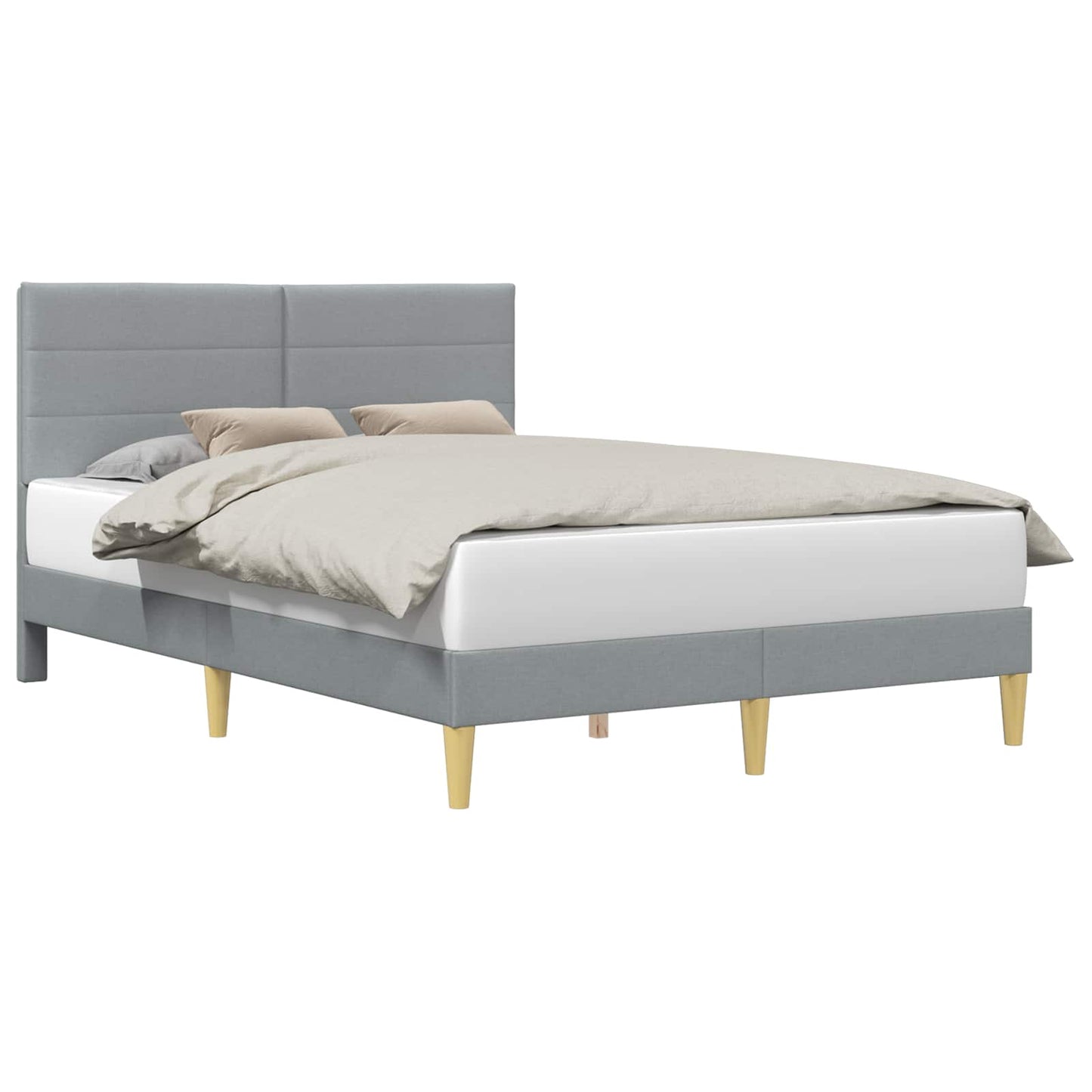 Bedframe met hoofdeinde Lichtgrijs 140 x 190 cm Stof is nu te koop bij PeponiXL, paradijselijk wonen!