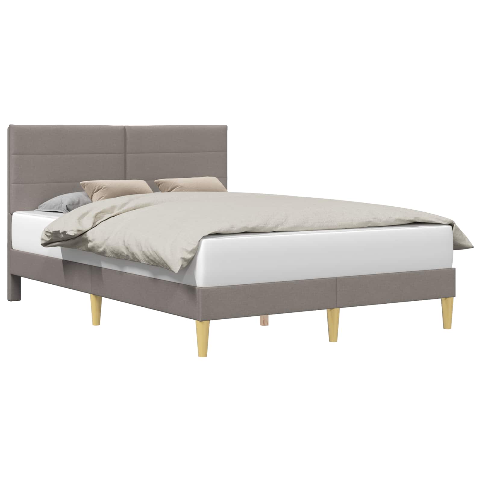 Bedframe met hoofdeinde Taupe 140 x 190 cm Stof is nu te koop bij PeponiXL, paradijselijk wonen!