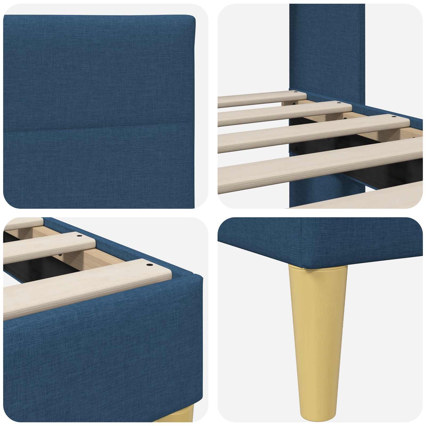 Bedframe met hoofdeinde Blauw 140 x 190 cm Stof is nu te koop bij PeponiXL, paradijselijk wonen!