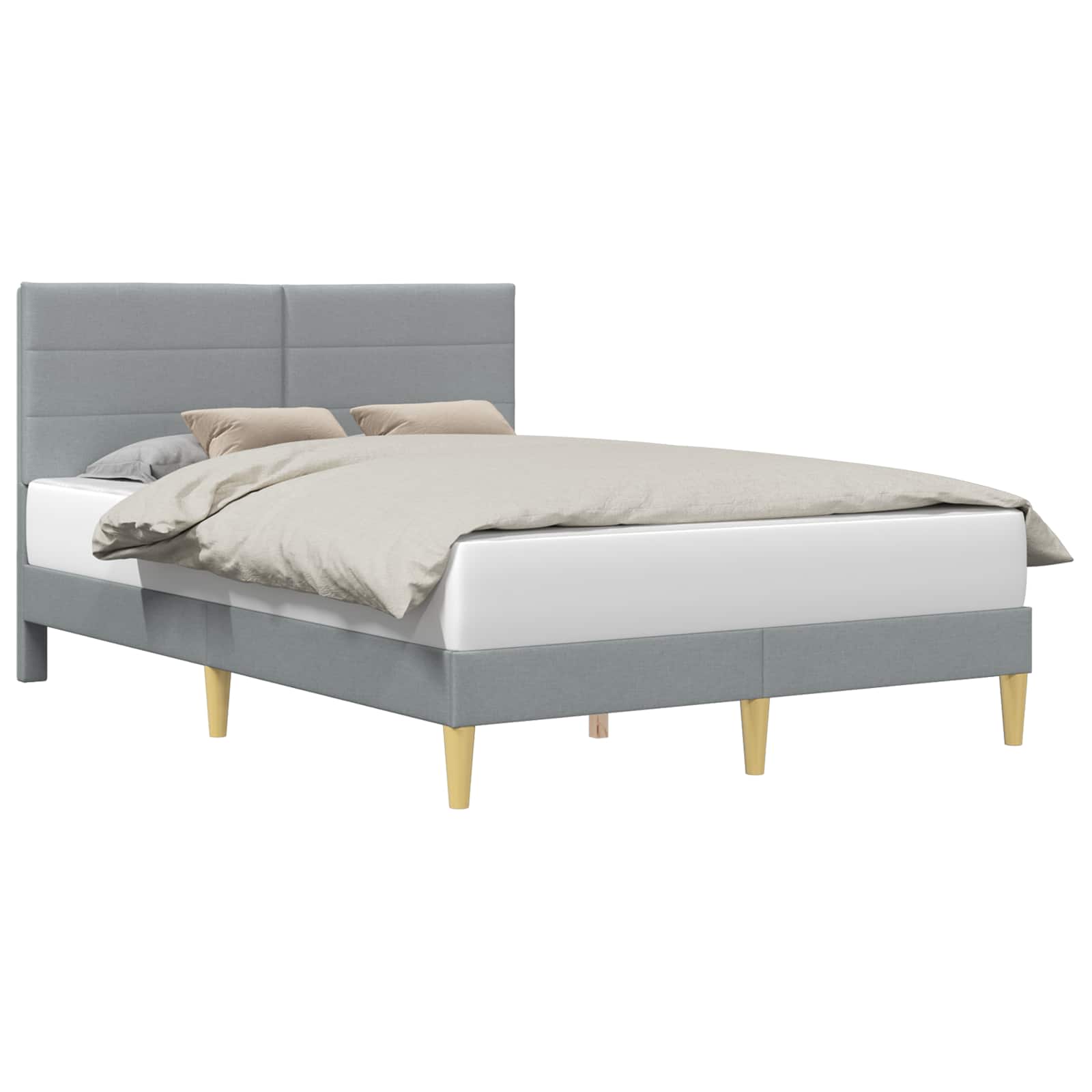 Bedframe met hoofdeinde Lichtgrijs 140 x 200 cm Stof is nu te koop bij PeponiXL, paradijselijk wonen!