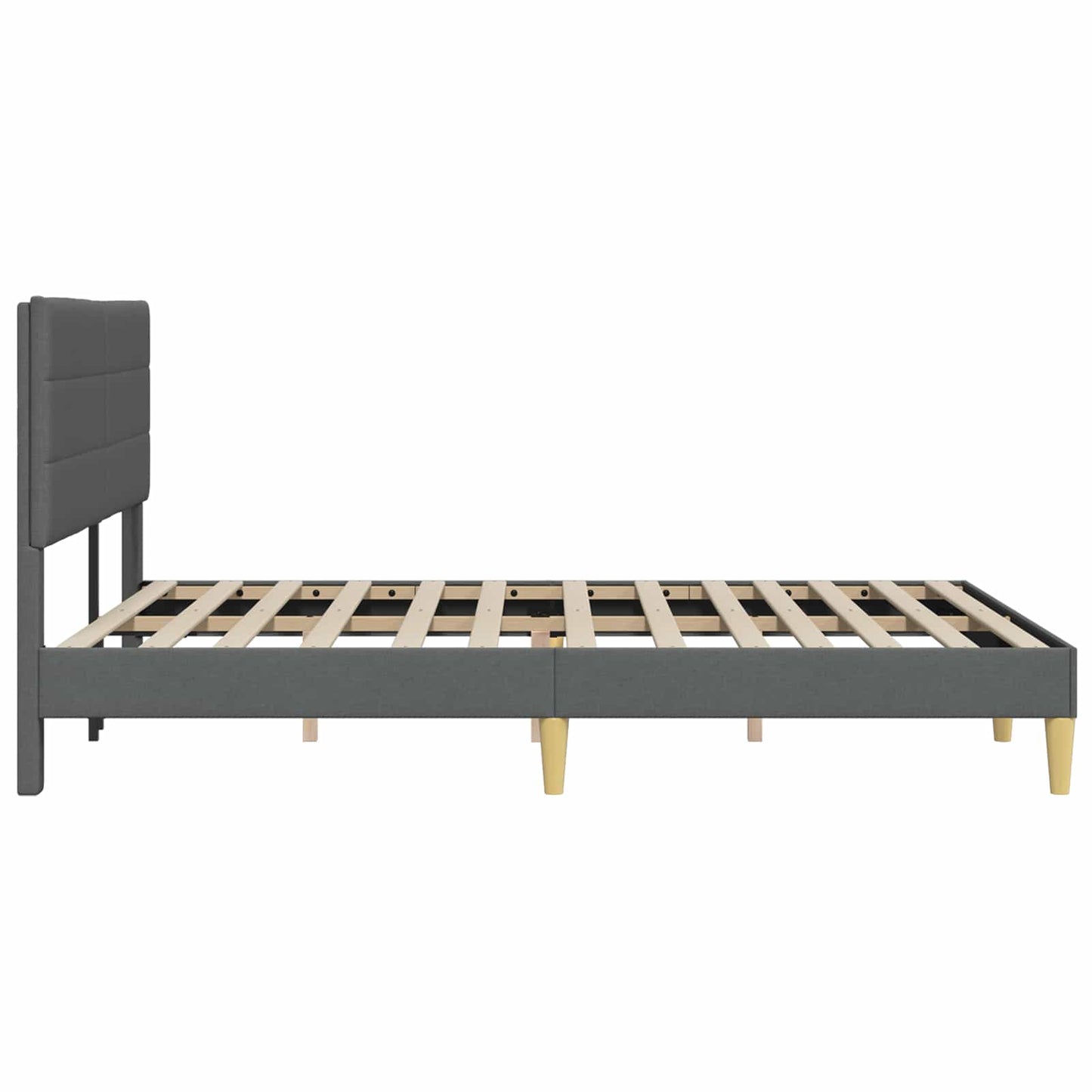 Bedframe met hoofdeinde Donkergrijs 140 x 200 cm Stof is nu te koop bij PeponiXL, paradijselijk wonen!