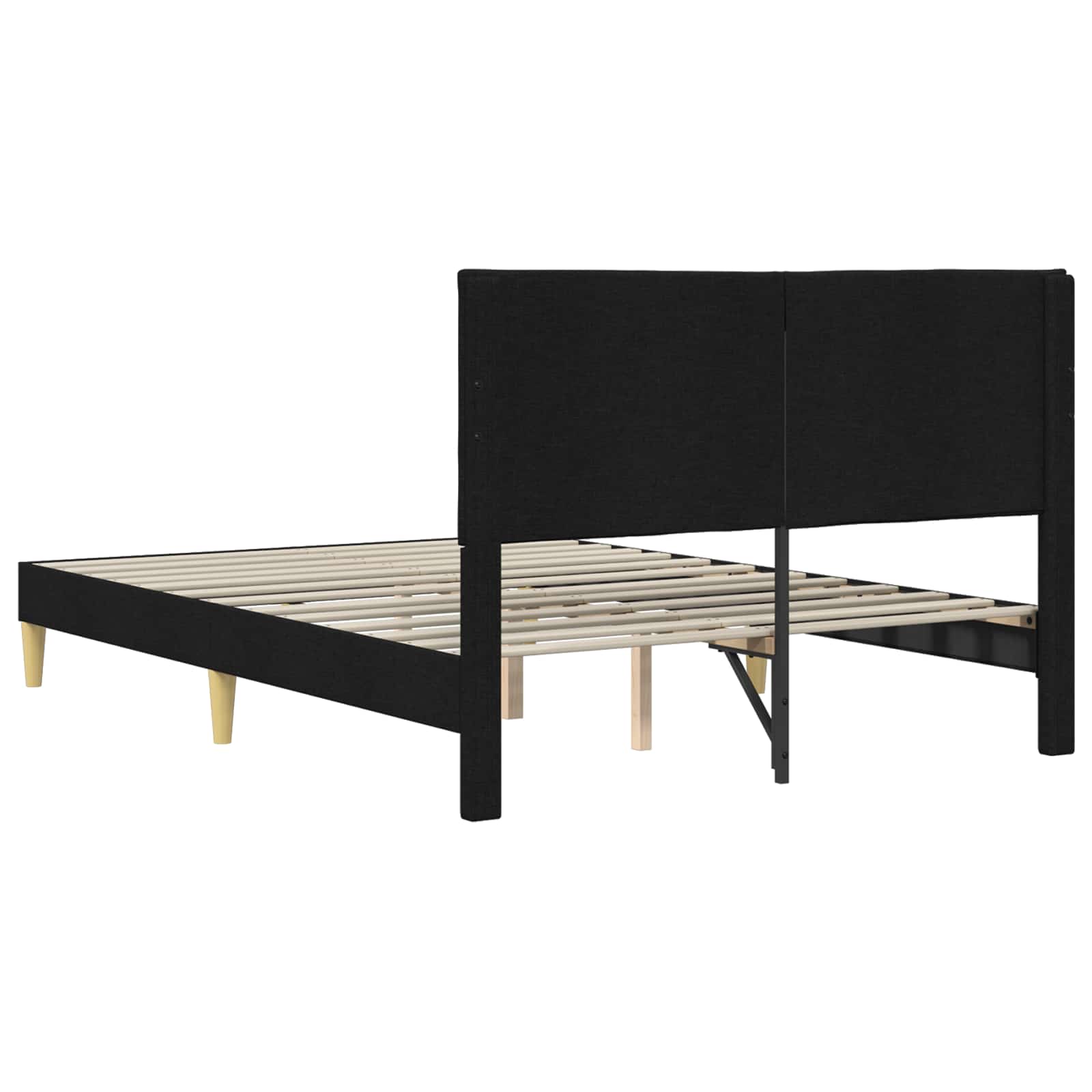 Bedframe met hoofdeinde Zwart 140 x 200 cm Stof is nu te koop bij PeponiXL, paradijselijk wonen!