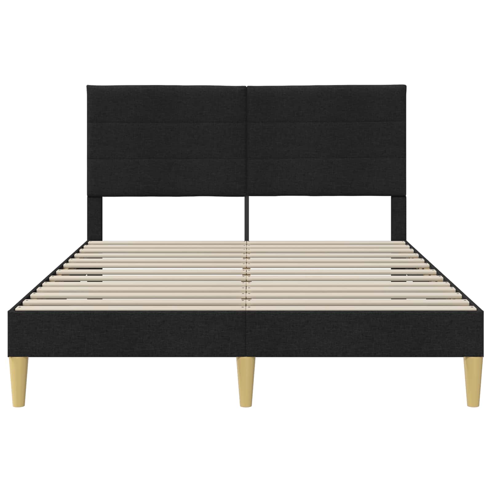Bedframe met hoofdeinde Zwart 160 x 200 cm Stof is nu te koop bij PeponiXL, paradijselijk wonen!
