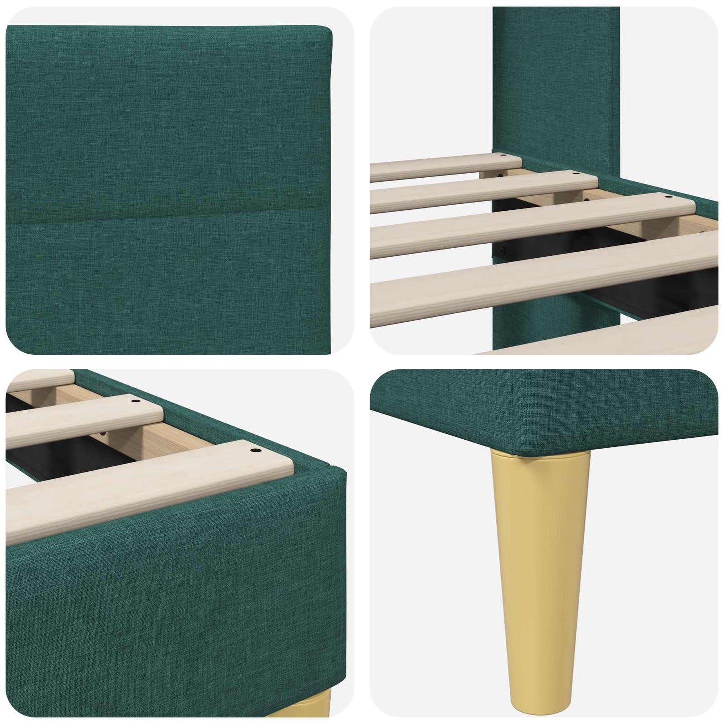 Bedframe met hoofdeinde Donkergroen 160 x 200 cm Stof is nu te koop bij PeponiXL, paradijselijk wonen!