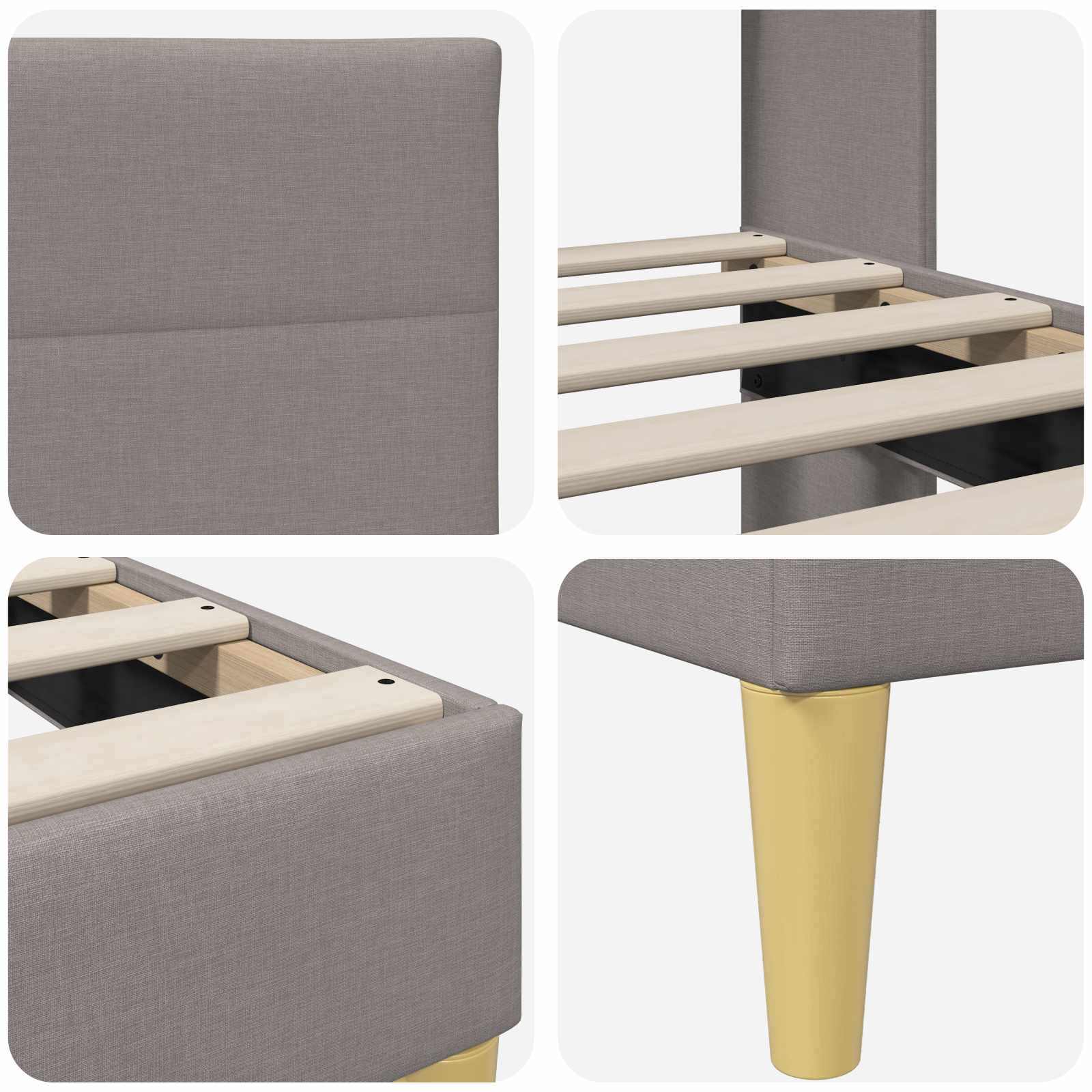 Bedframe met hoofdeinde Taupe 160 x 200 cm Stof is nu te koop bij PeponiXL, paradijselijk wonen!