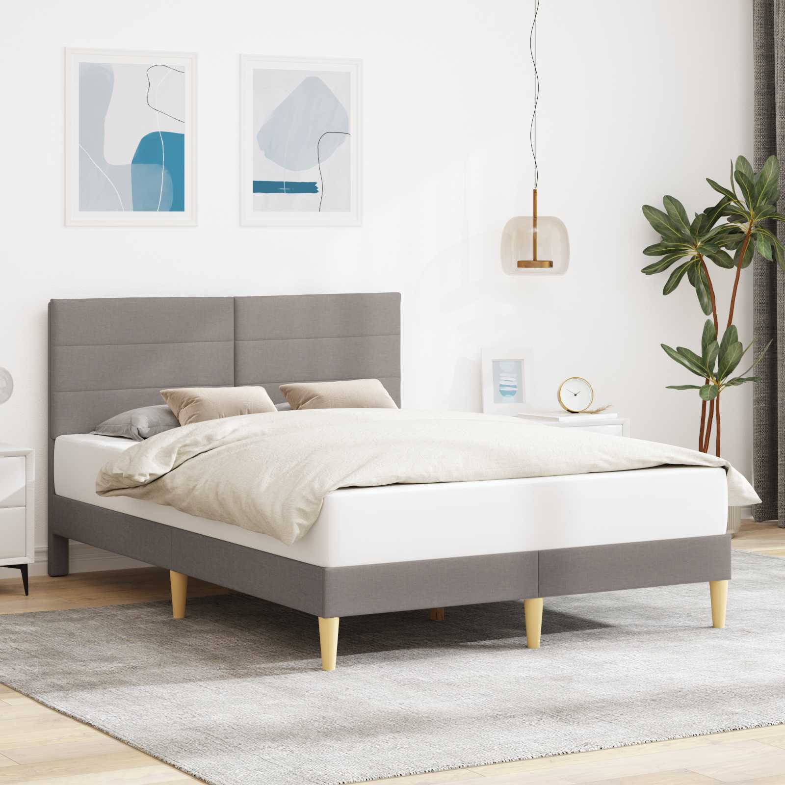 Bedframe met hoofdeinde Taupe 160 x 200 cm Stof is nu te koop bij PeponiXL, paradijselijk wonen!