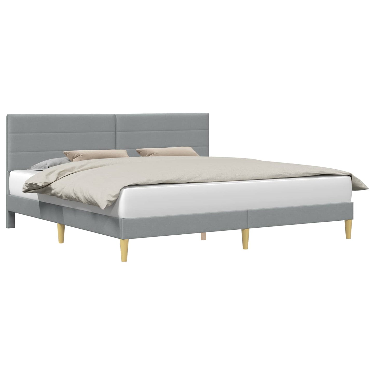 Bedframe met hoofdeinde Lichtgrijs 200 x 200 cm Stof is nu te koop bij PeponiXL, paradijselijk wonen!