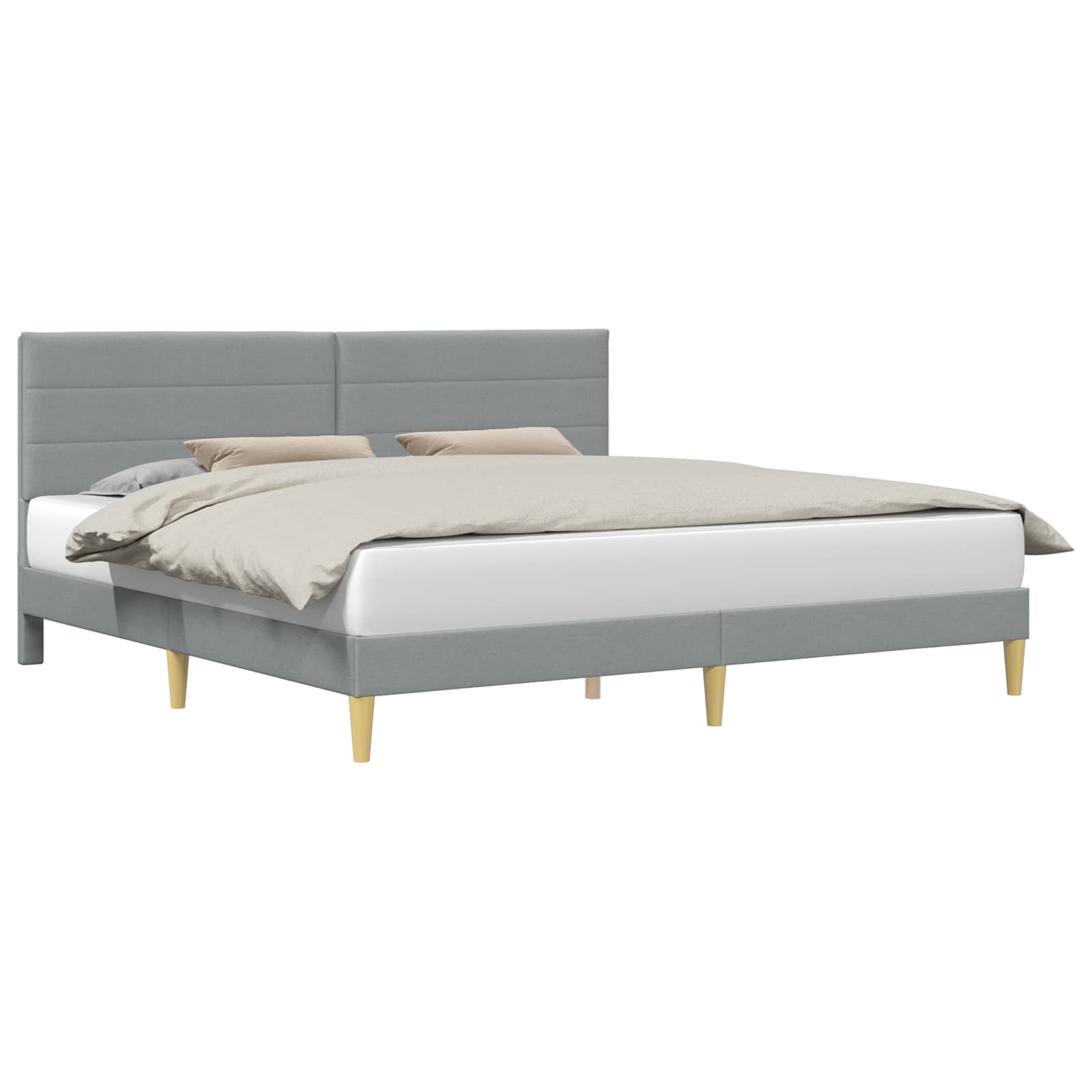 Bedframe met hoofdeinde Lichtgrijs 200 x 200 cm Stof is nu te koop bij PeponiXL, paradijselijk wonen!