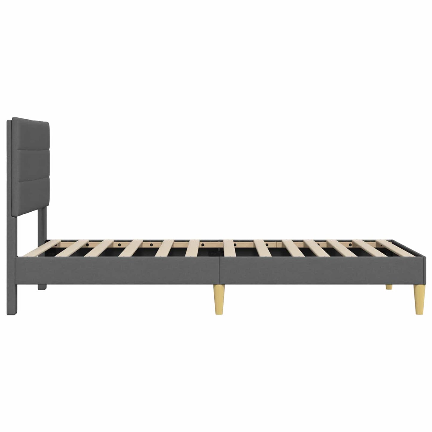 Bedframe met hoofdeinde Donkergrijs 100 x 190 cm Stof is nu te koop bij PeponiXL, paradijselijk wonen!