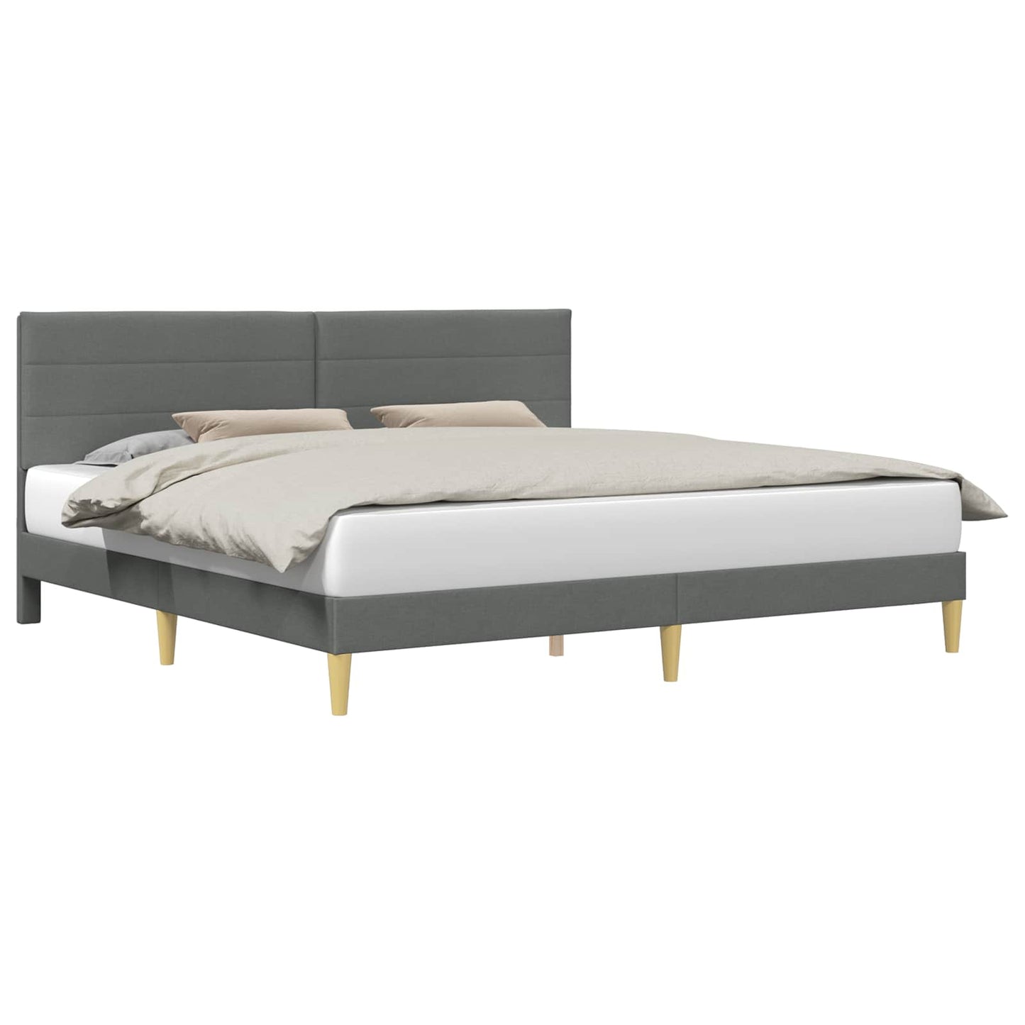 Bedframe met hoofdeinde Donkergrijs 183 x 213 cm Stof is nu te koop bij PeponiXL, paradijselijk wonen!