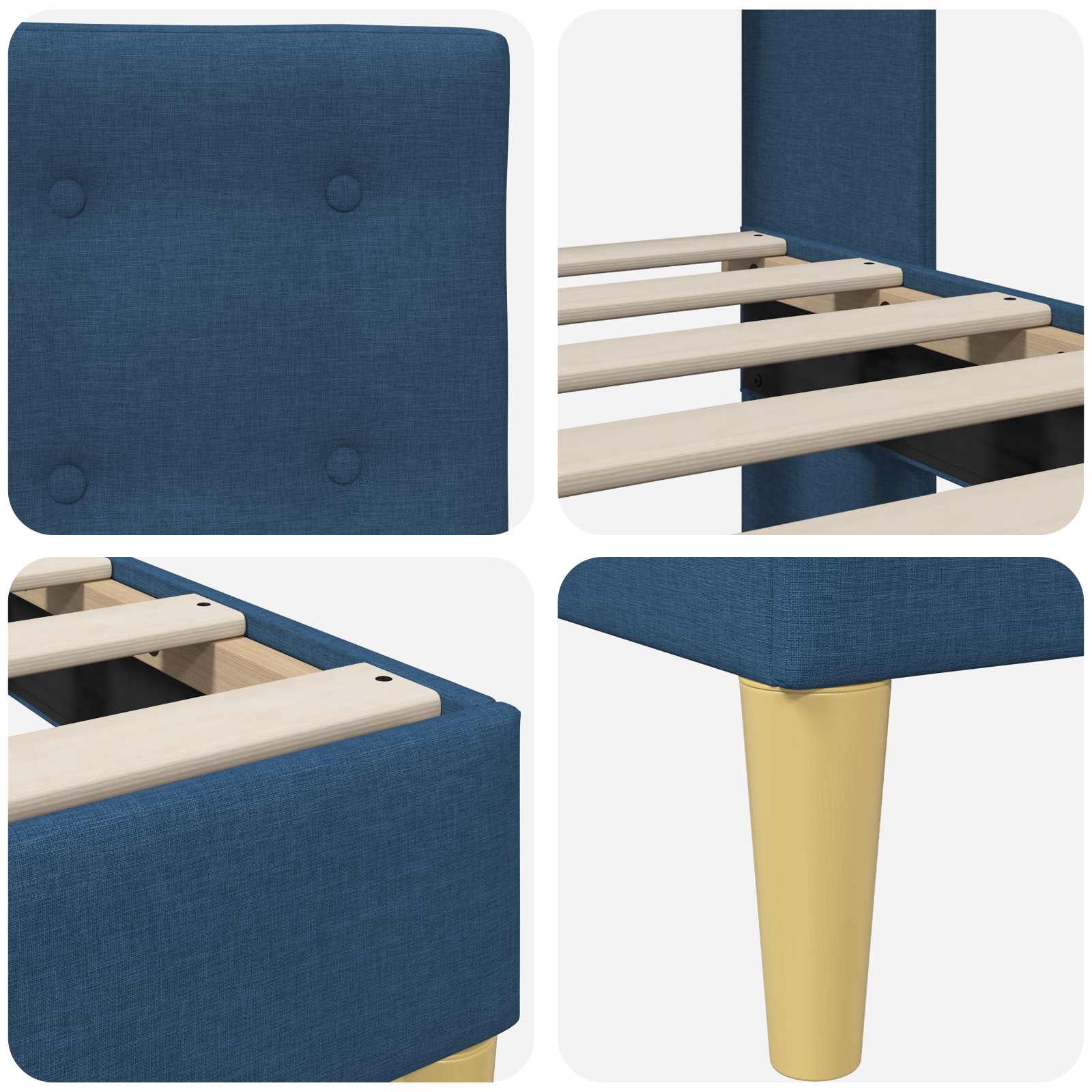 Bedframe met hoofdeinde Blauw 90 x 200 cm Stof is nu te koop bij PeponiXL, paradijselijk wonen!