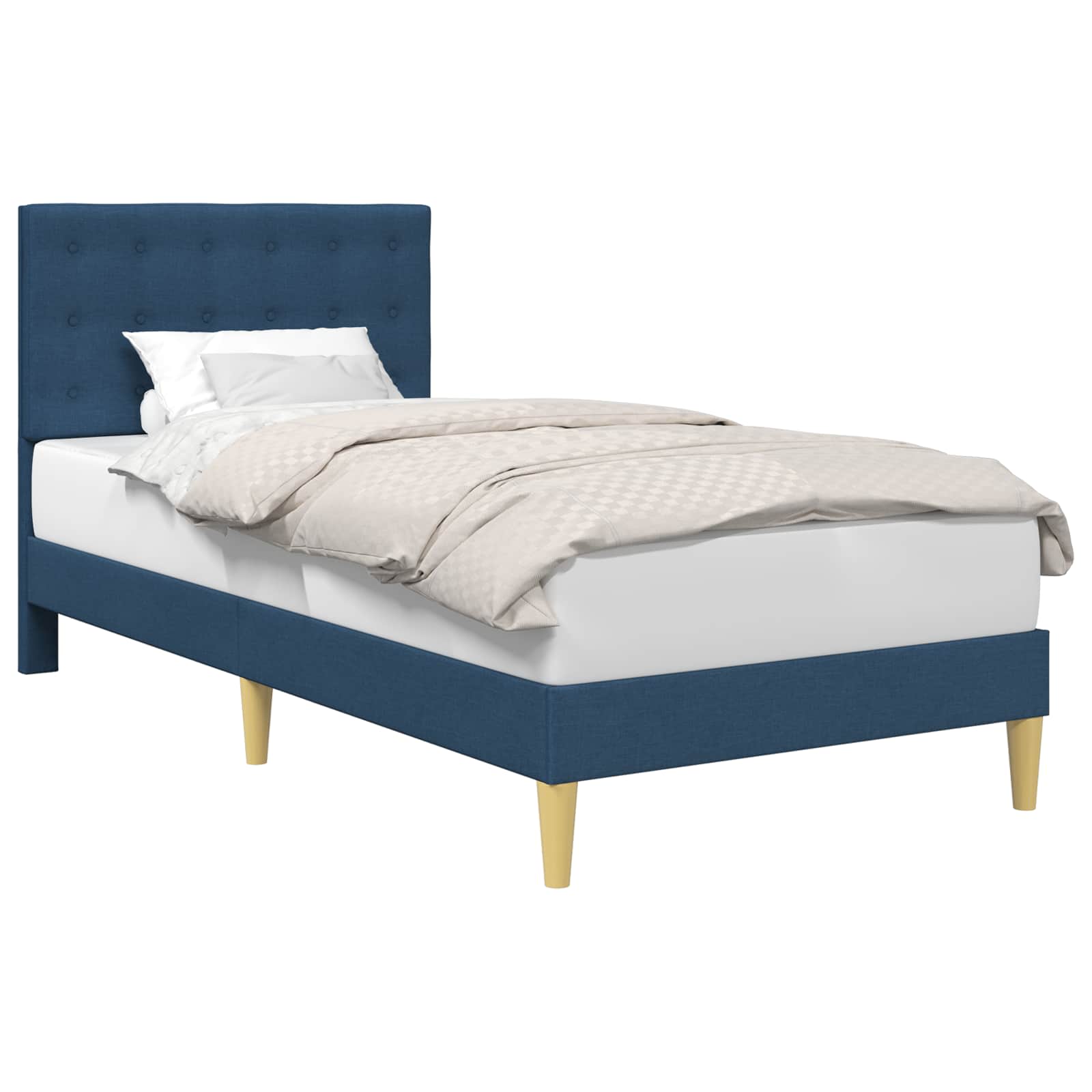 Bedframe met hoofdeinde Blauw 90 x 200 cm Stof is nu te koop bij PeponiXL, paradijselijk wonen!