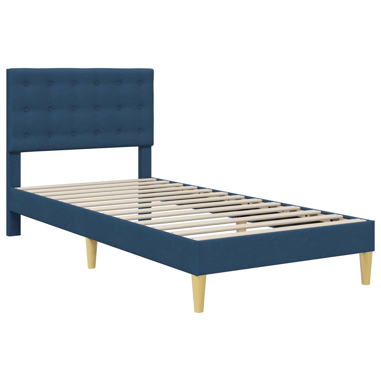 Bedframe met hoofdeinde Blauw 90 x 200 cm Stof is nu te koop bij PeponiXL, paradijselijk wonen!