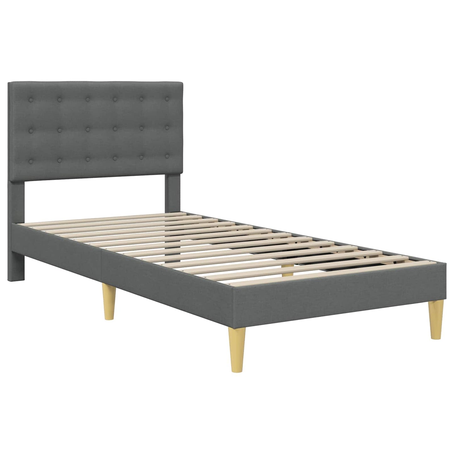 Bedframe met hoofdeinde Donkergrijs 100 x 200 cm Stof is nu te koop bij PeponiXL, paradijselijk wonen!