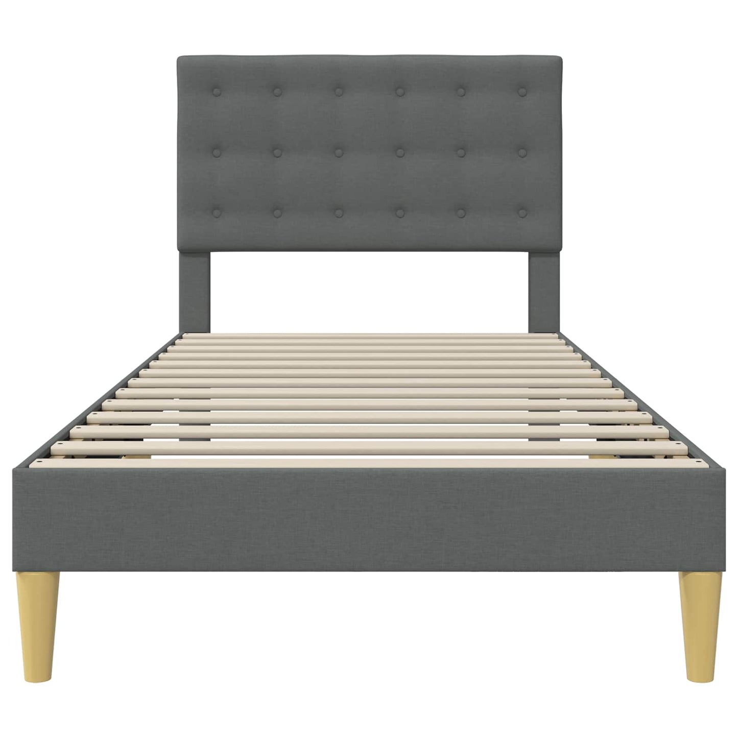 Bedframe met hoofdeinde Donkergrijs 100 x 200 cm Stof is nu te koop bij PeponiXL, paradijselijk wonen!