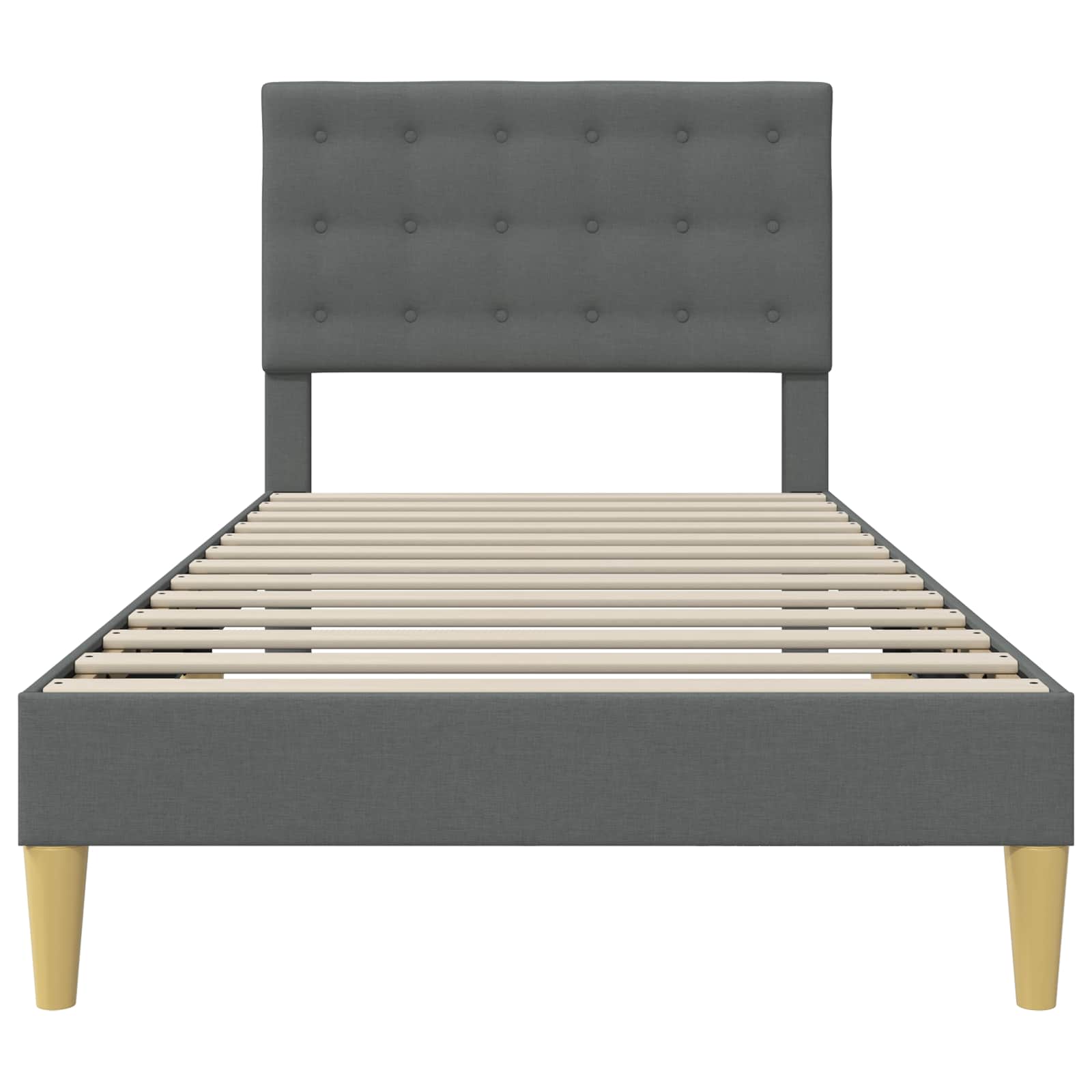 Bedframe met hoofdeinde Donkergrijs 100 x 200 cm Stof is nu te koop bij PeponiXL, paradijselijk wonen!