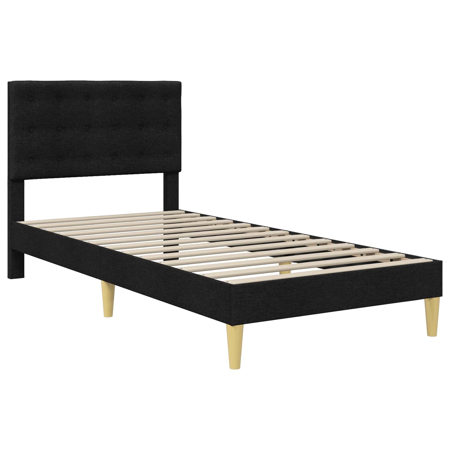 Bedframe met hoofdeinde Zwart 100 x 200 cm Stof is nu te koop bij PeponiXL, paradijselijk wonen!