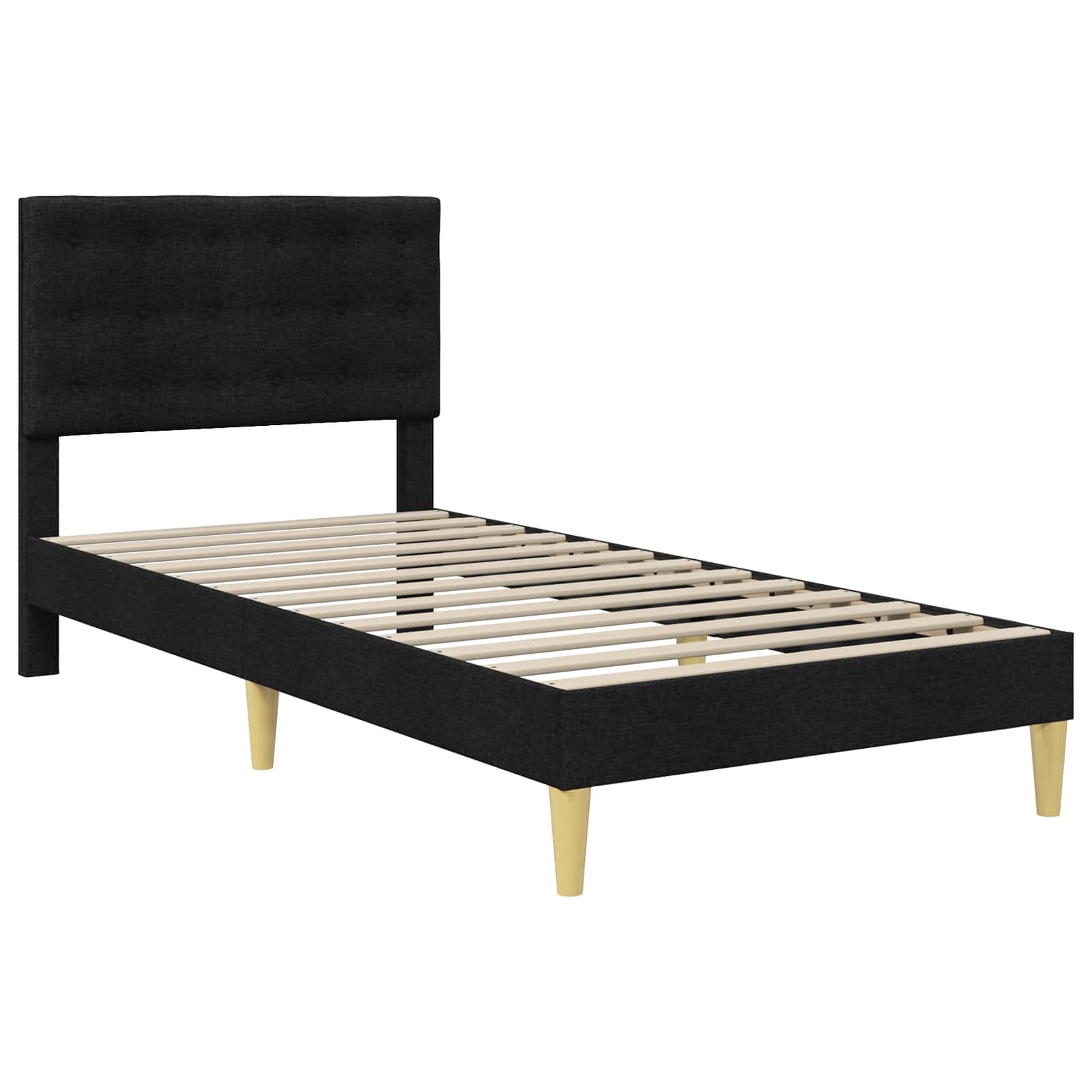 Bedframe met hoofdeinde Zwart 100 x 200 cm Stof is nu te koop bij PeponiXL, paradijselijk wonen!