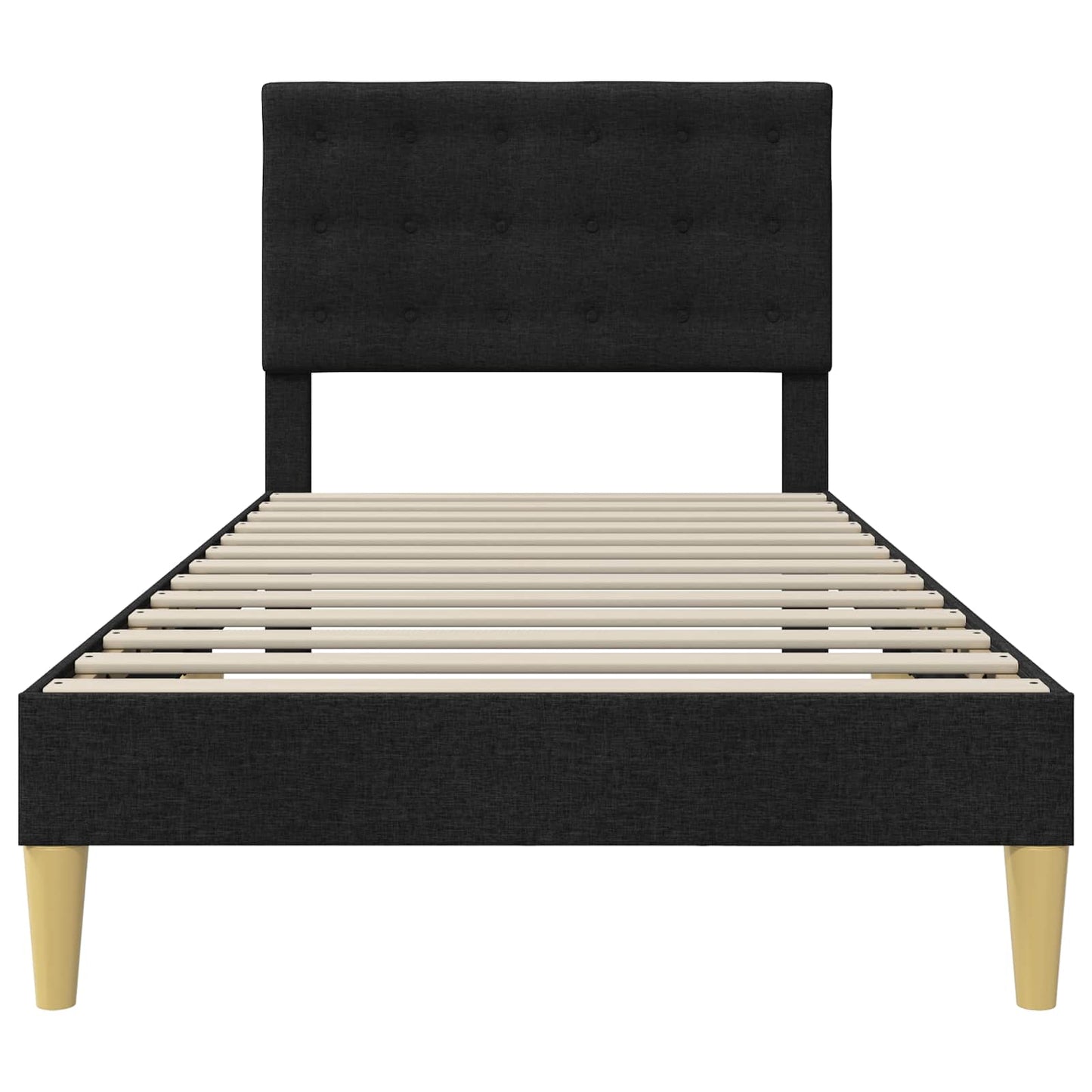 Bedframe met hoofdeinde Zwart 100 x 200 cm Stof is nu te koop bij PeponiXL, paradijselijk wonen!