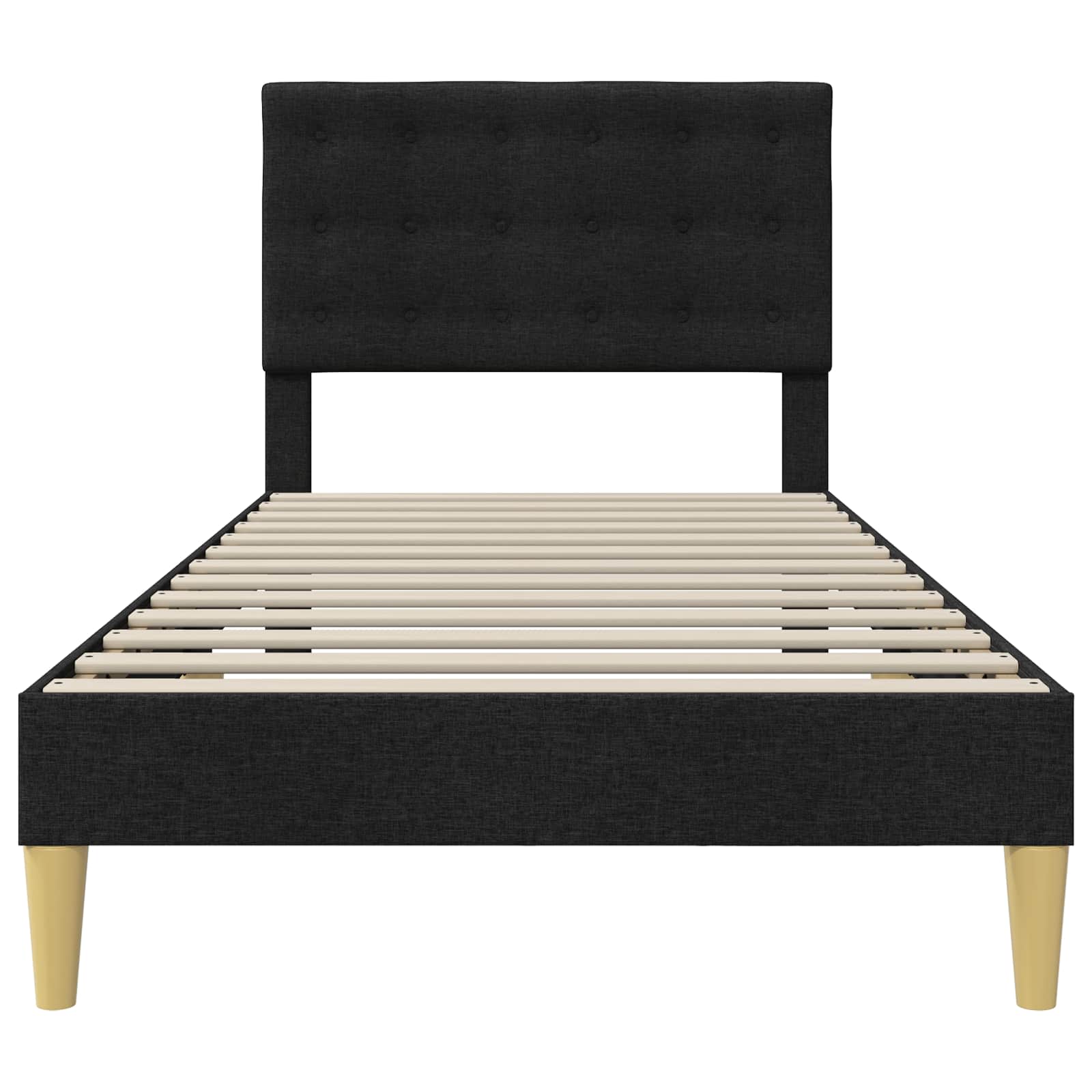 Bedframe met hoofdeinde Zwart 100 x 200 cm Stof is nu te koop bij PeponiXL, paradijselijk wonen!