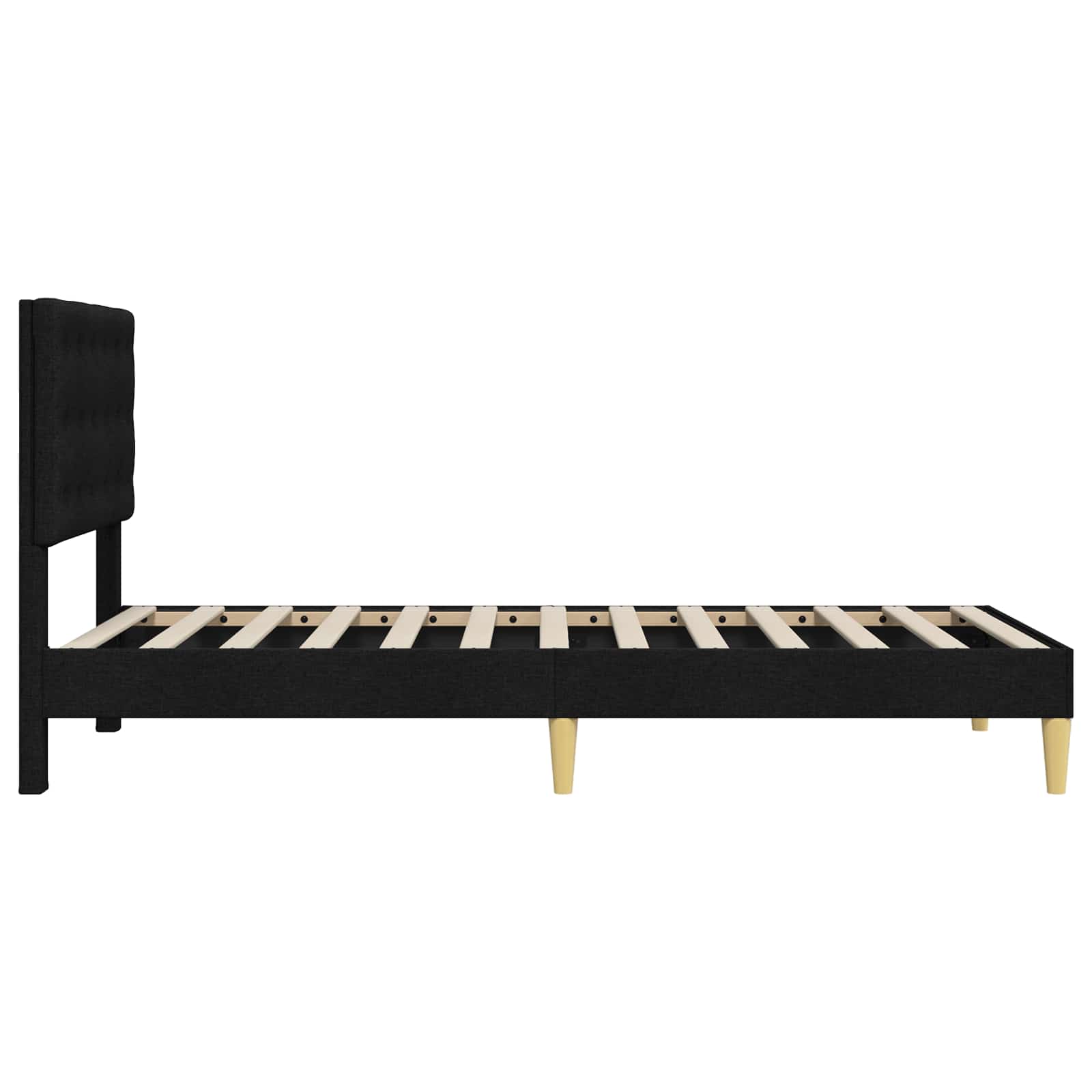 Bedframe met hoofdeinde Zwart 100 x 200 cm Stof is nu te koop bij PeponiXL, paradijselijk wonen!