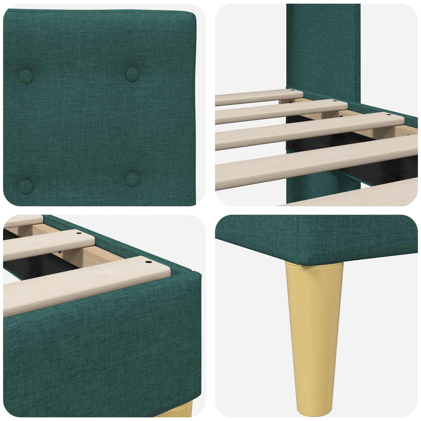 Bedframe met hoofdeinde Donkergroen 100 x 200 cm Stof is nu te koop bij PeponiXL, paradijselijk wonen!