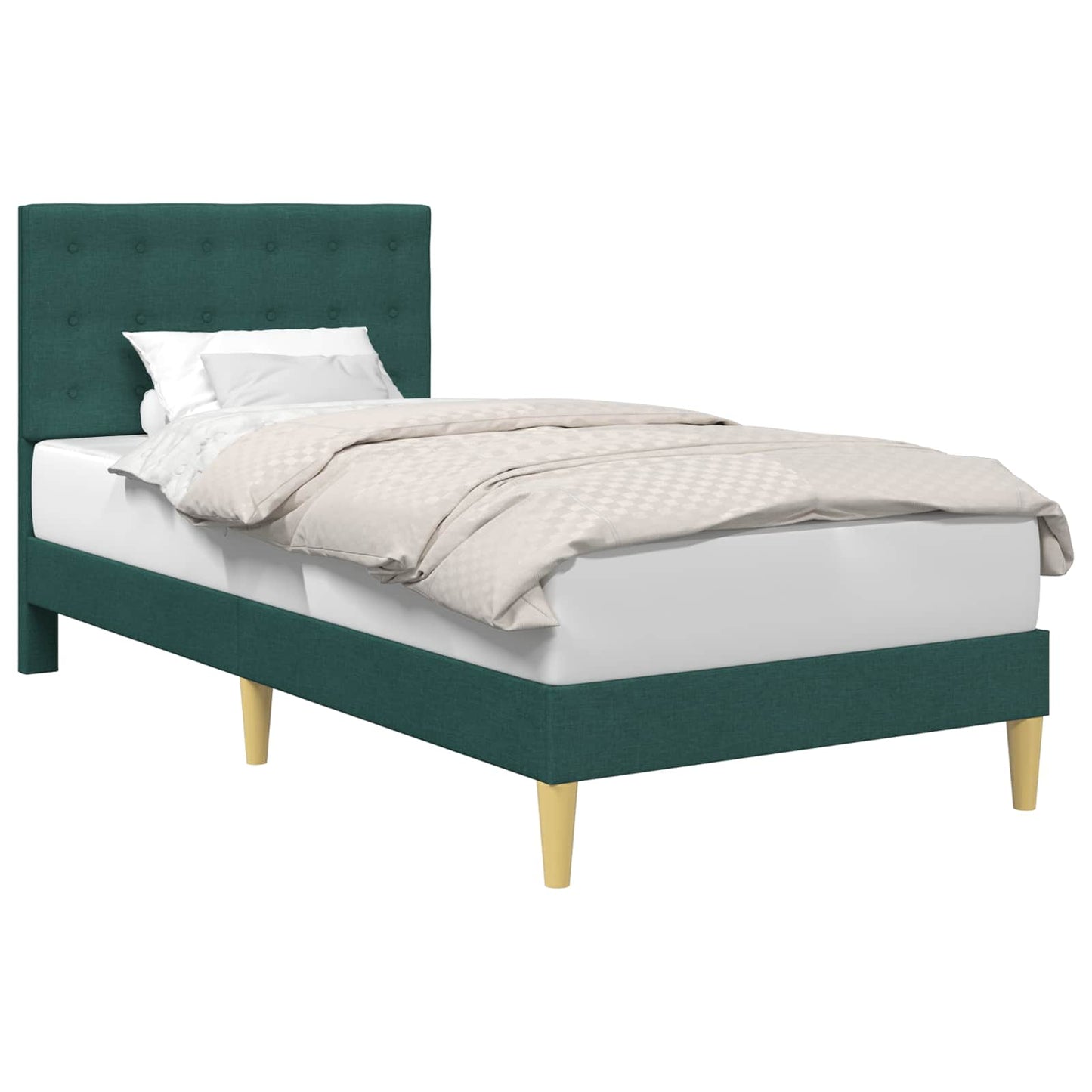 Bedframe met hoofdeinde Donkergroen 100 x 200 cm Stof is nu te koop bij PeponiXL, paradijselijk wonen!