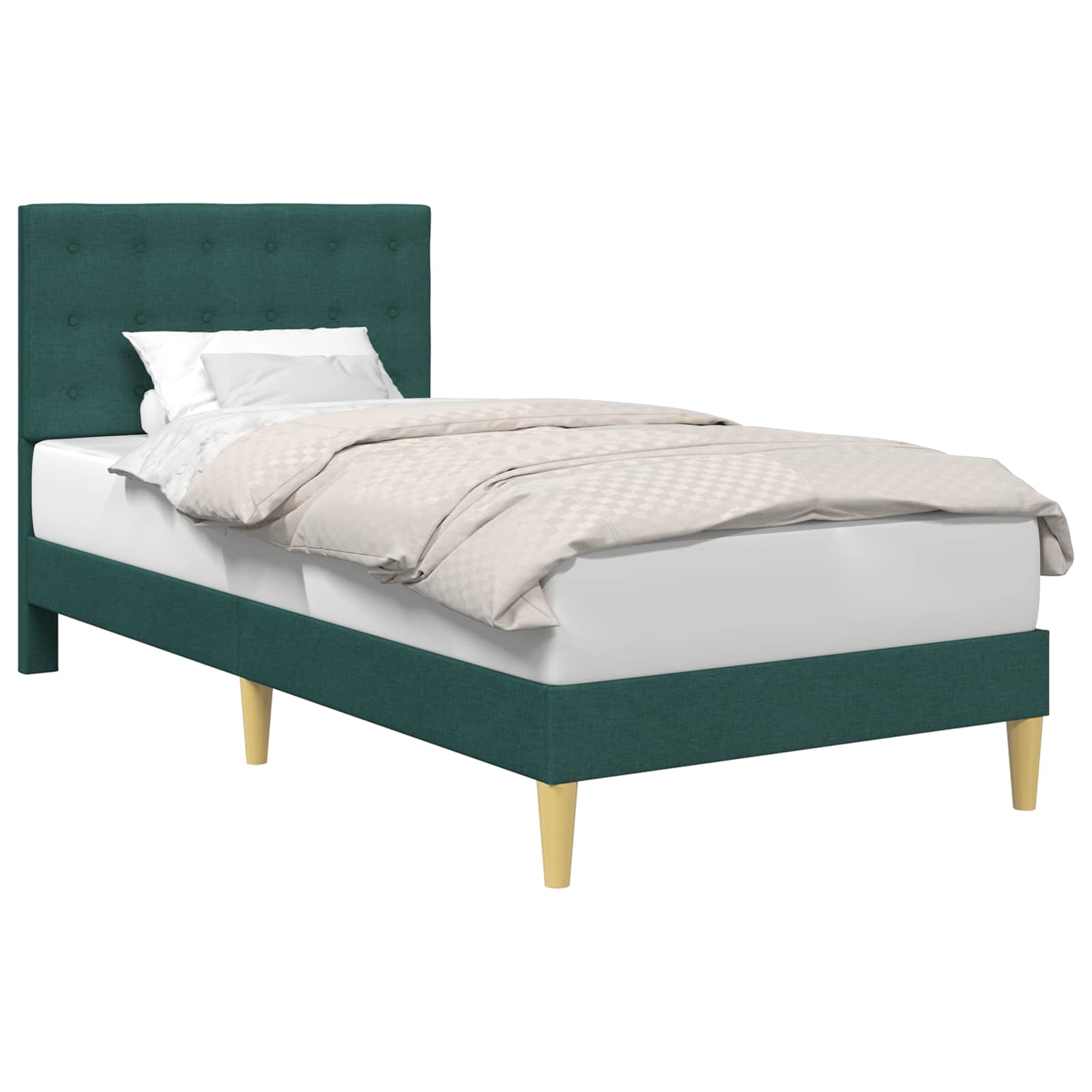 Bedframe met hoofdeinde Donkergroen 100 x 200 cm Stof is nu te koop bij PeponiXL, paradijselijk wonen!
