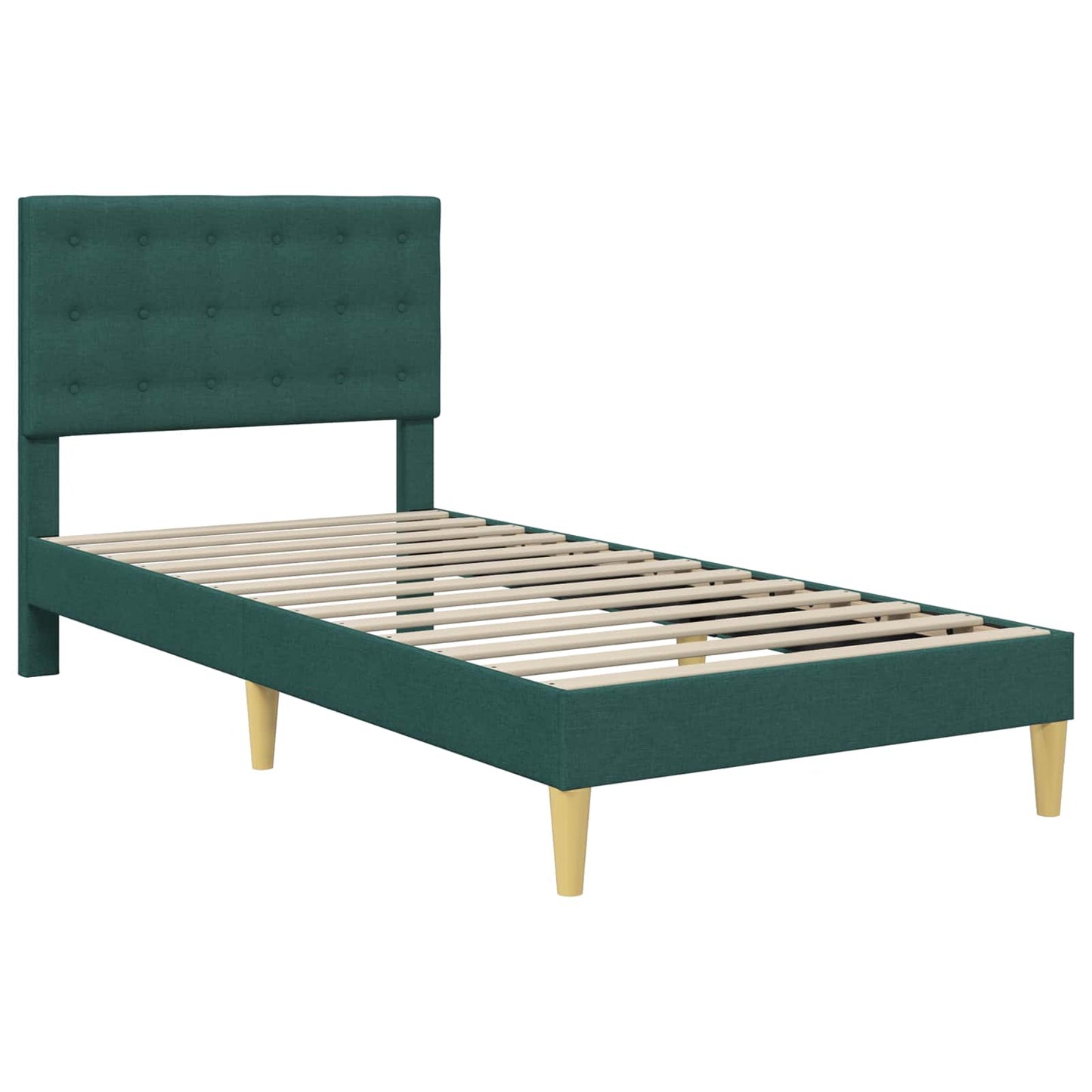 Bedframe met hoofdeinde Donkergroen 100 x 200 cm Stof is nu te koop bij PeponiXL, paradijselijk wonen!