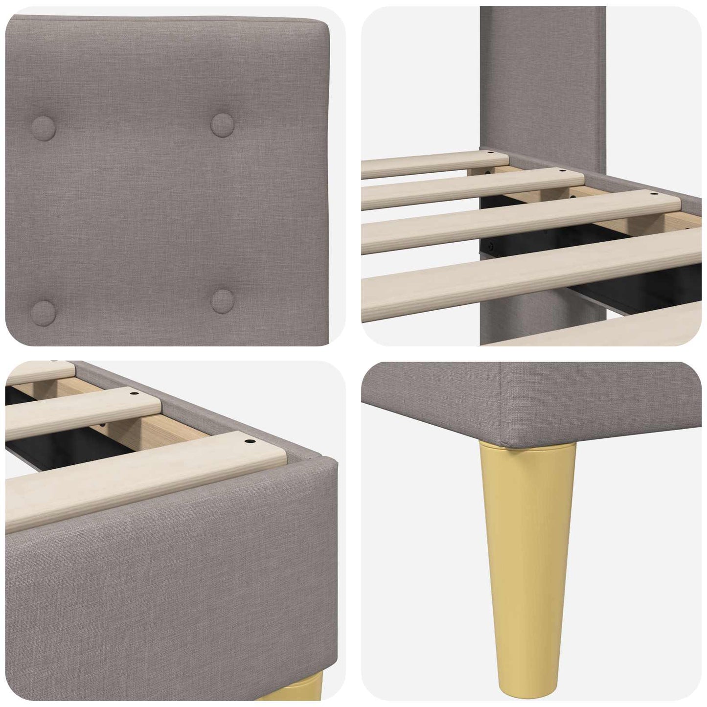 Bedframe met hoofdeinde Taupe 100 x 200 cm Stof is nu te koop bij PeponiXL, paradijselijk wonen!