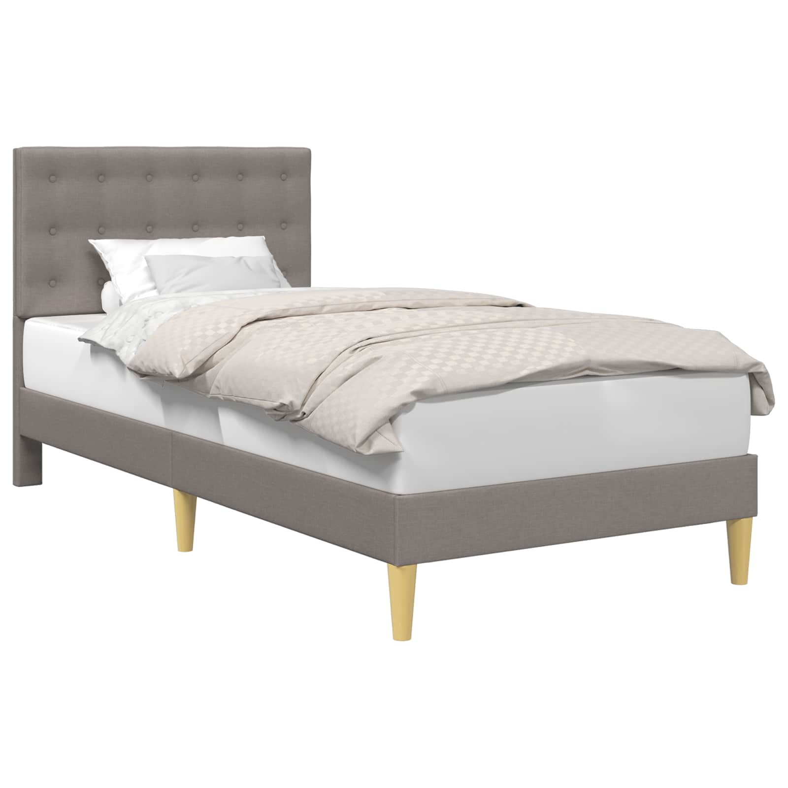 Bedframe met hoofdeinde Taupe 100 x 200 cm Stof is nu te koop bij PeponiXL, paradijselijk wonen!