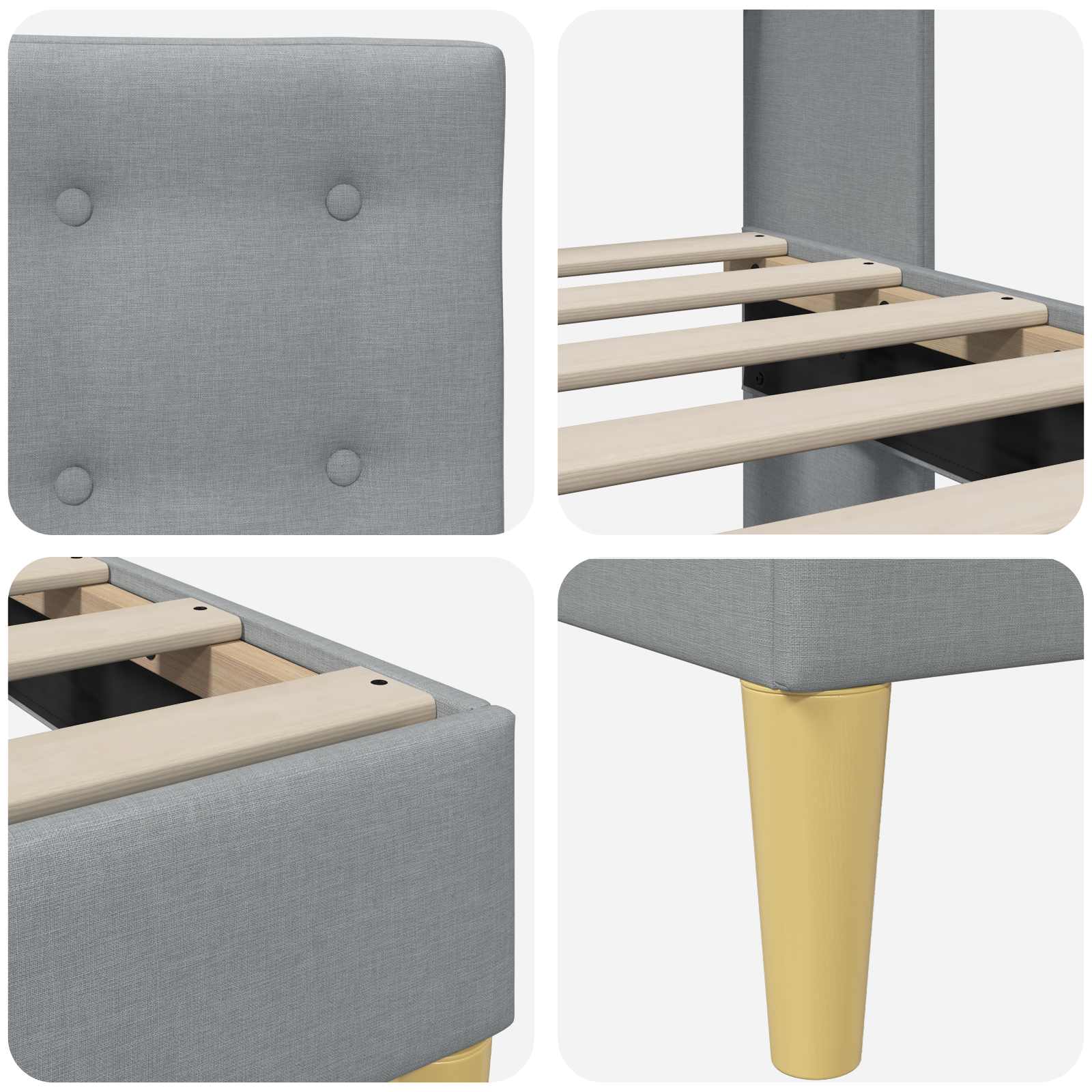 Bedframe met hoofdeinde Lichtgrijs 120 x 190 cm Stof is nu te koop bij PeponiXL, paradijselijk wonen!