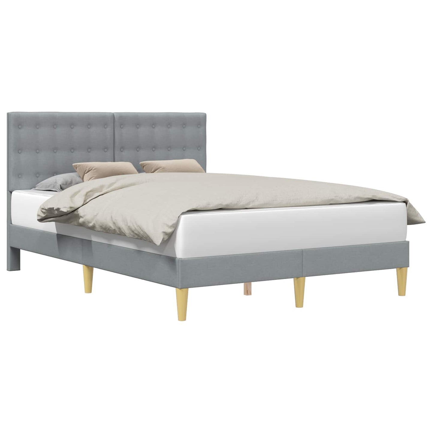Bedframe met hoofdeinde Lichtgrijs 120 x 190 cm Stof is nu te koop bij PeponiXL, paradijselijk wonen!