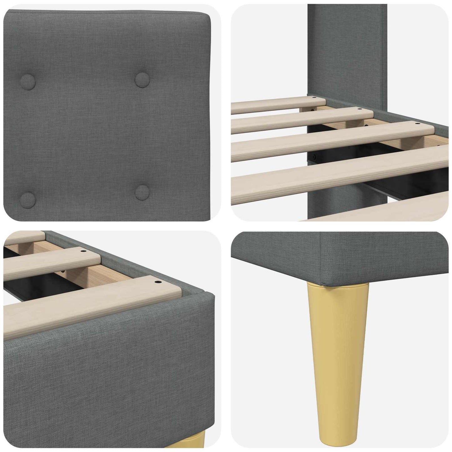 Bedframe met hoofdeinde Donkergrijs 120 x 200 cm Stof is nu te koop bij PeponiXL, paradijselijk wonen!