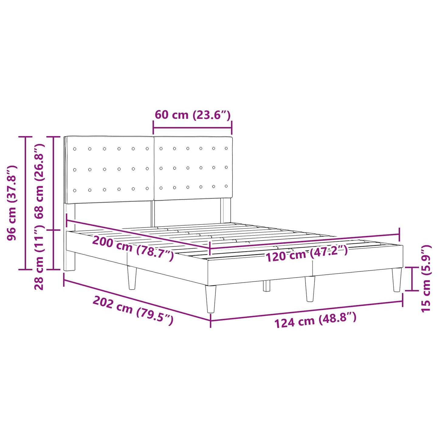 Bedframe met hoofdeinde Donkergroen 120 x 200 cm Stof is nu te koop bij PeponiXL, paradijselijk wonen!