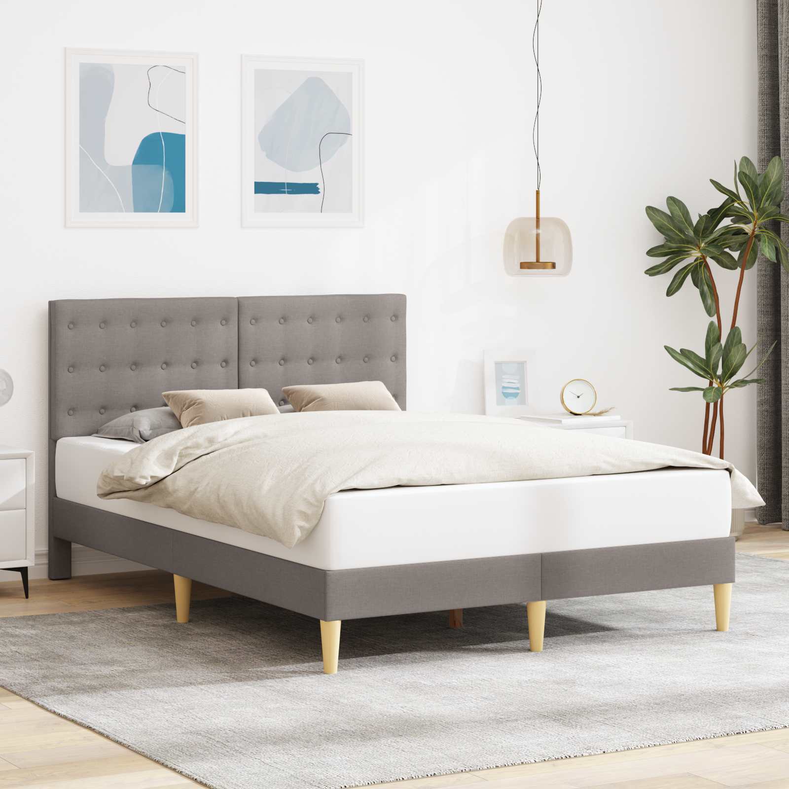 Bedframe met hoofdeinde Taupe 120 x 200 cm Stof is nu te koop bij PeponiXL, paradijselijk wonen!
