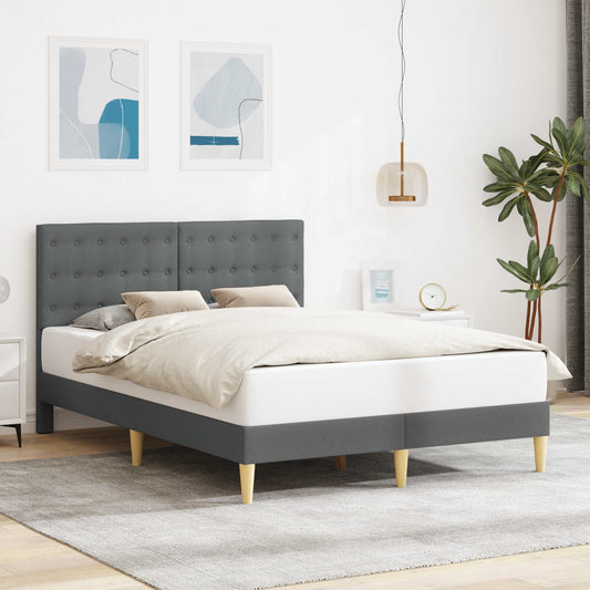Bedframe met hoofdeinde Donkergrijs 140 x 190 cm Stof is nu te koop bij PeponiXL, paradijselijk wonen!