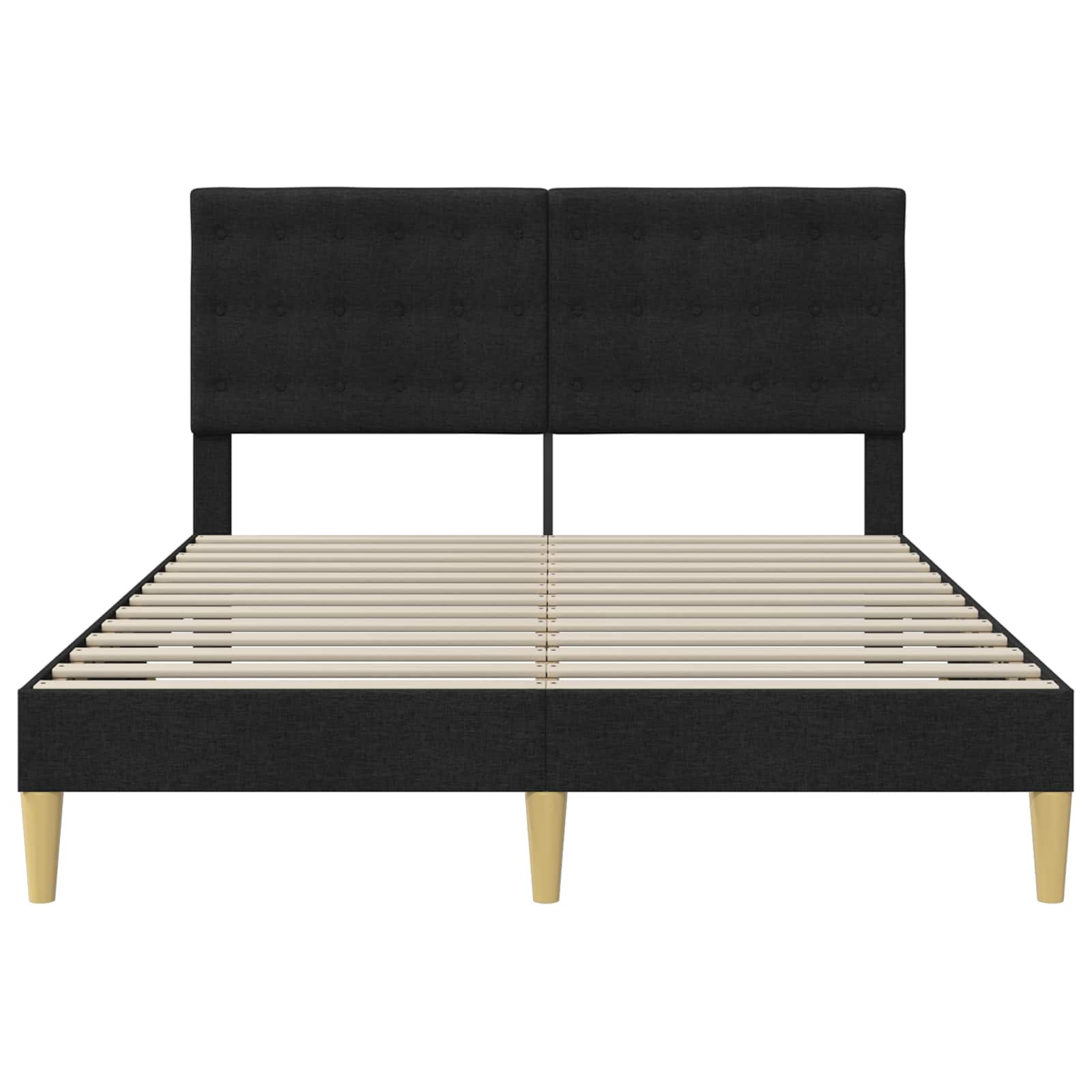 Bedframe met hoofdeinde Zwart 140 x 190 cm Stof is nu te koop bij PeponiXL, paradijselijk wonen!