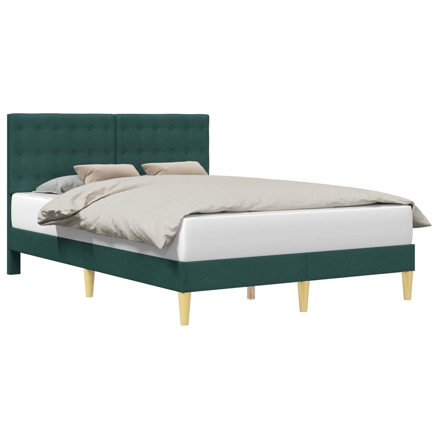 Bedframe met hoofdeinde Donkergroen 140 x 190 cm Stof is nu te koop bij PeponiXL, paradijselijk wonen!