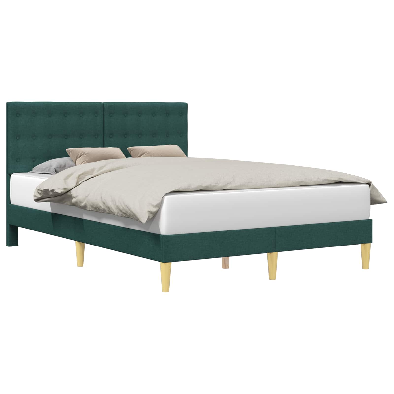 Bedframe met hoofdeinde Donkergroen 140 x 190 cm Stof is nu te koop bij PeponiXL, paradijselijk wonen!